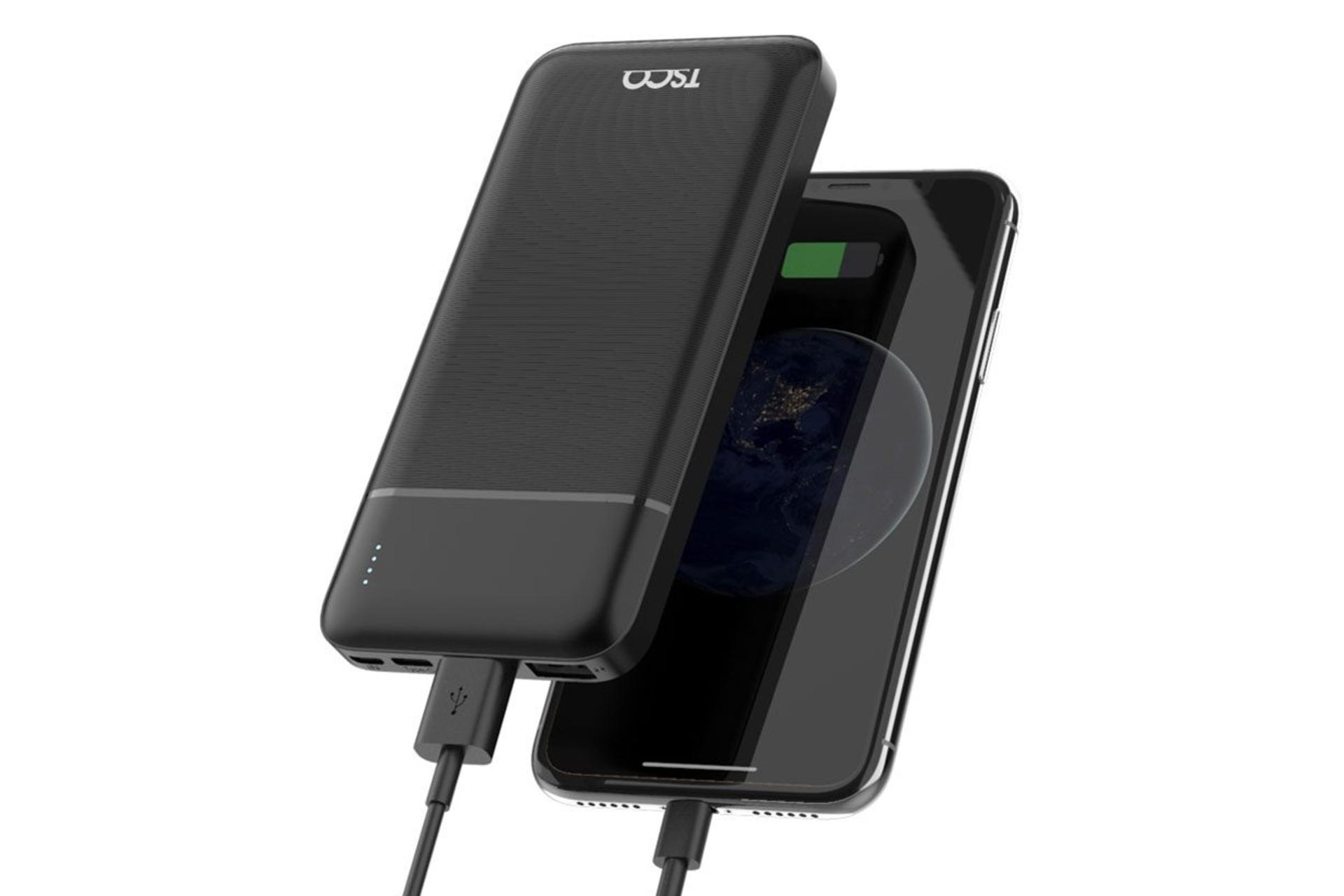 پاور بانک تسکو TSCO TP 809 10000mAh مشکی در حال شارژ