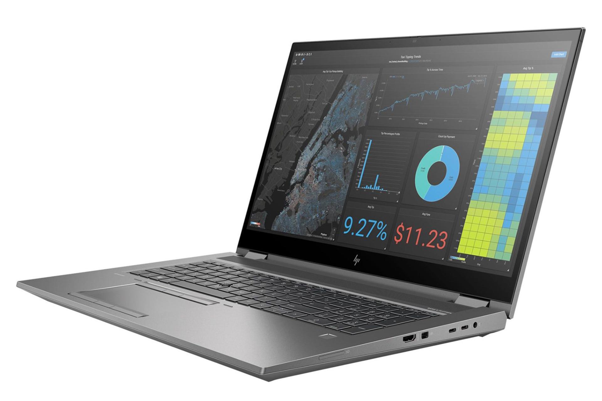 لپ تاپ اچ پی HP ZBook Fury 17 G7 نمای جلو و راست