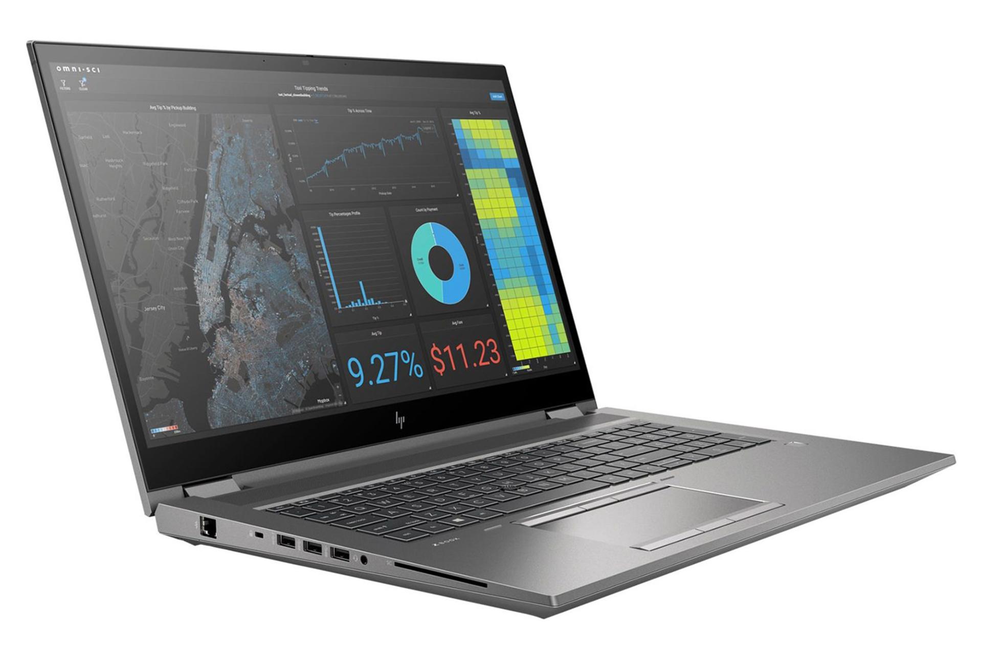 لپ تاپ اچ پی HP ZBook Fury 17 G7 نمای جلو و چپ
