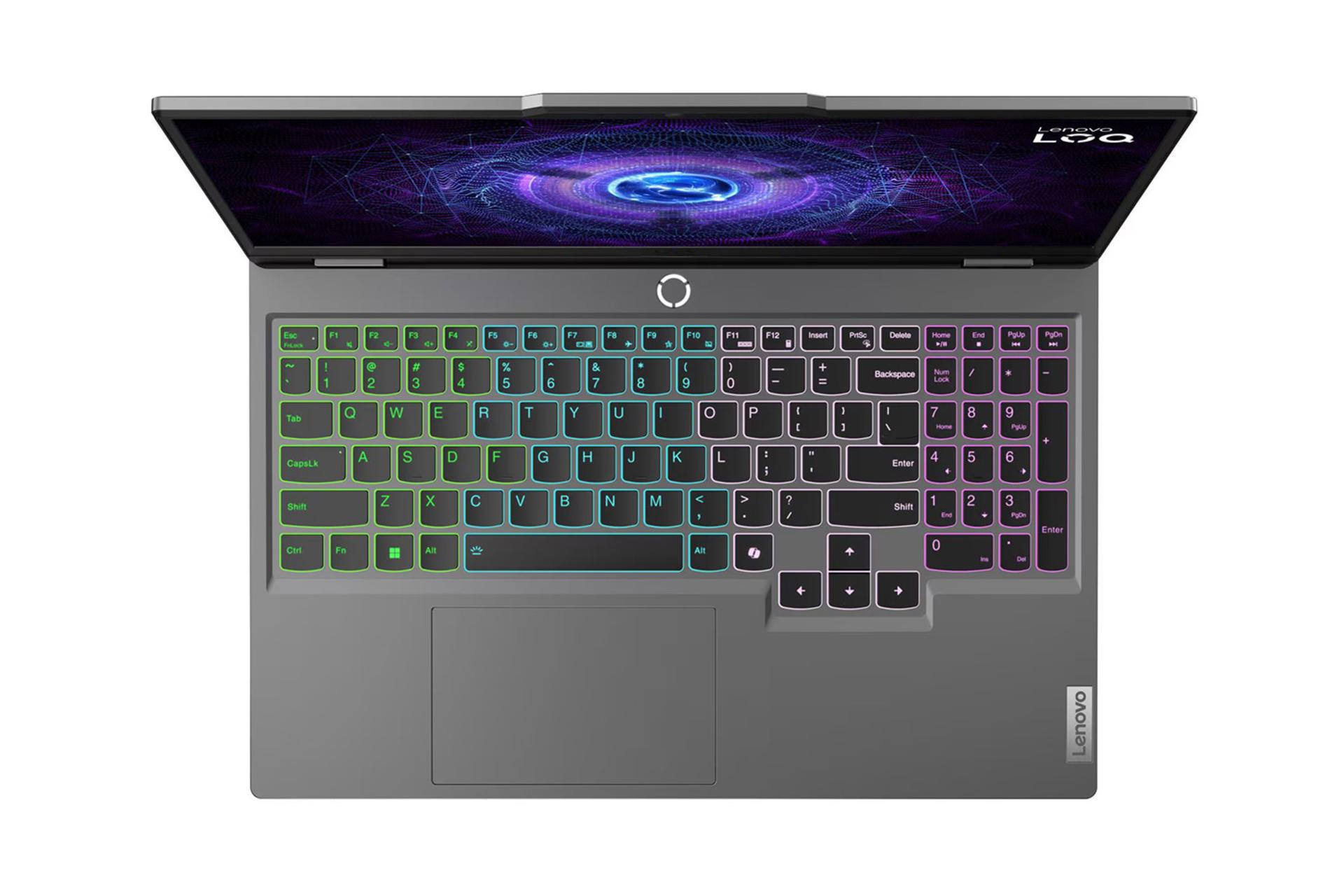لپ تاپ لنوو Lenovo LOQ 15IAX9I نمای بالا و کیبورد