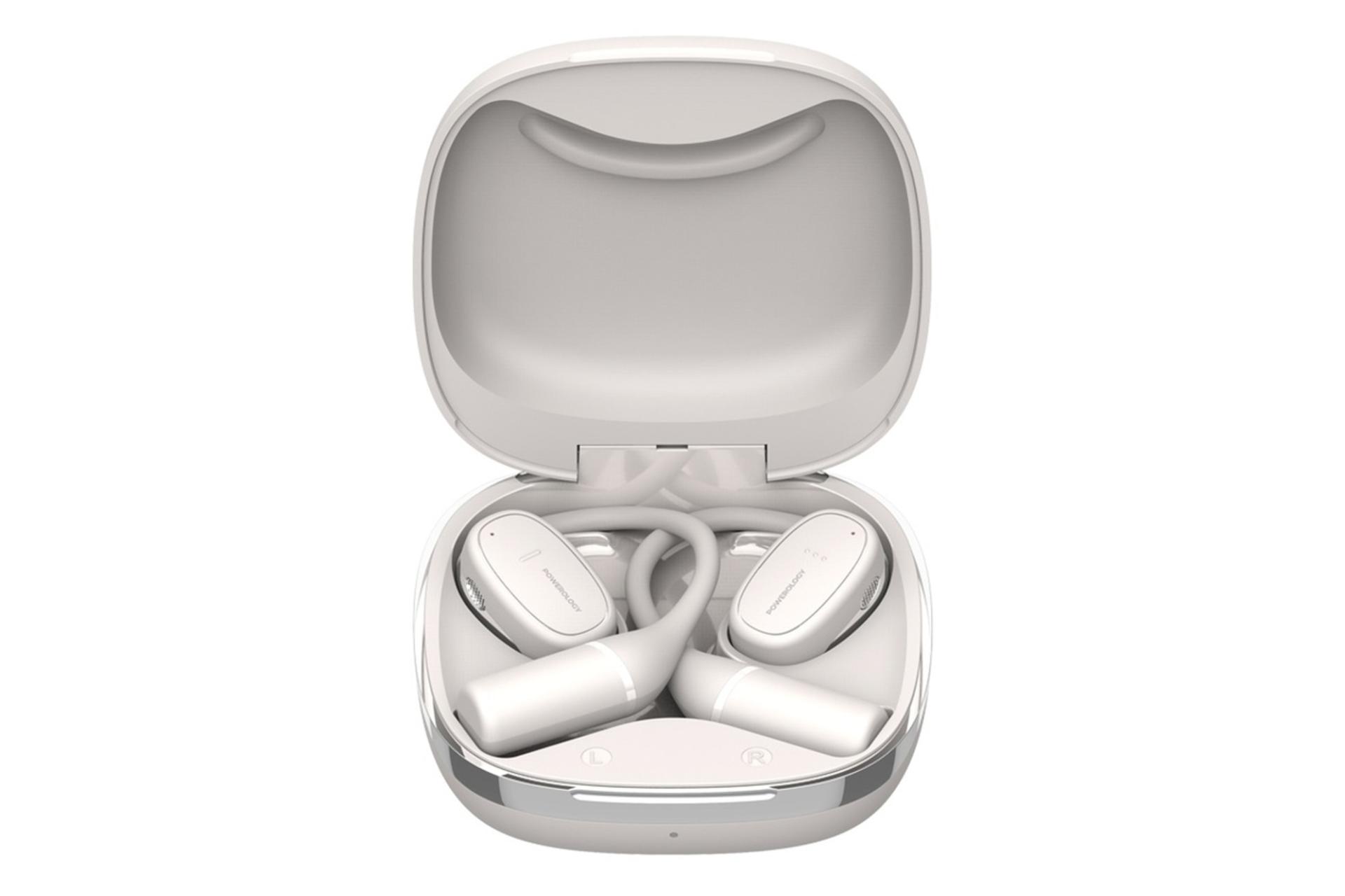 محفظه شارژ ایرباد بی سیم پاورولوجی Powerology OWS Earbuds PWLAU009 سفید