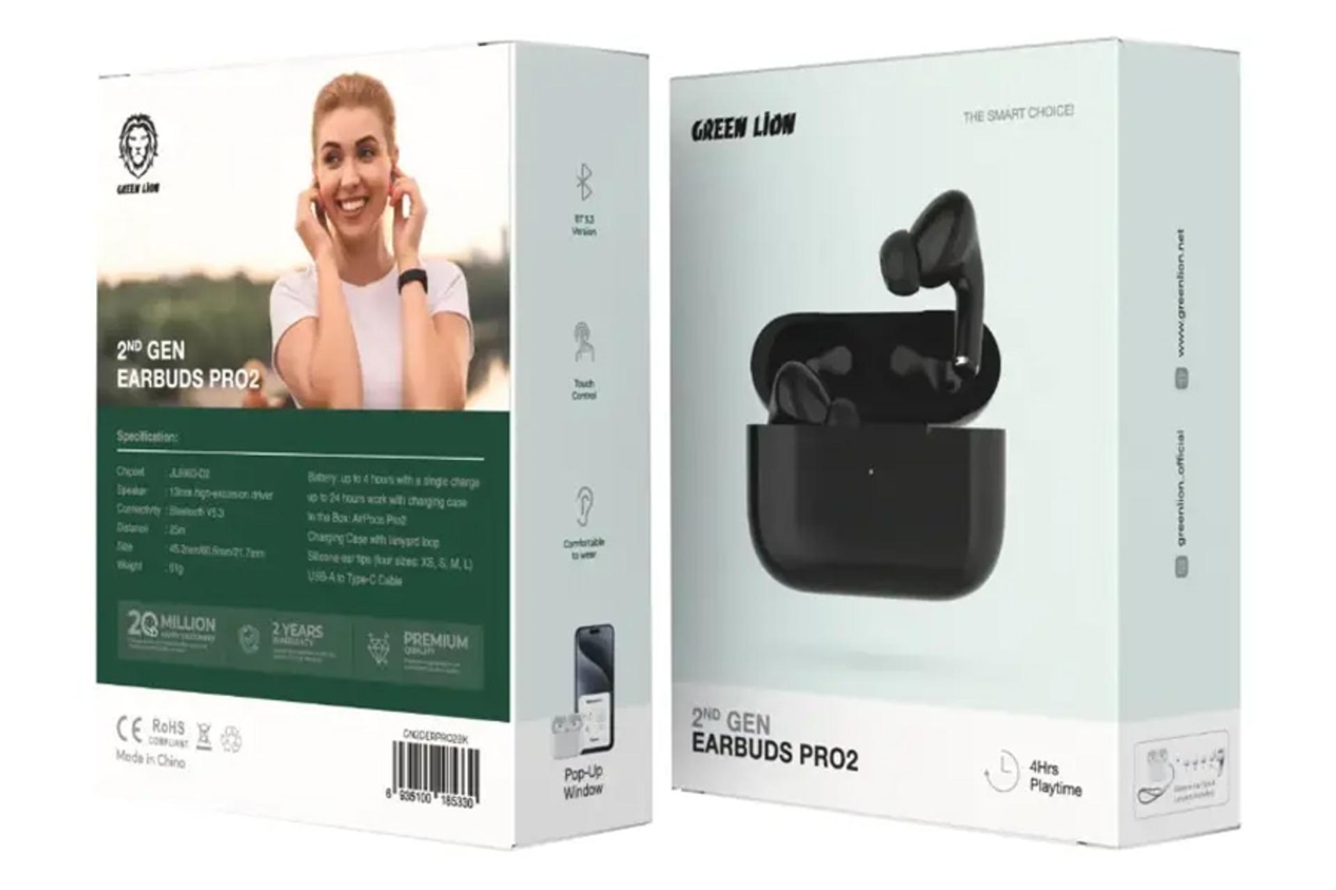 جعبه ایرباد بی سیم گرین لاین Green Lion D2 Earbuds Pro 2