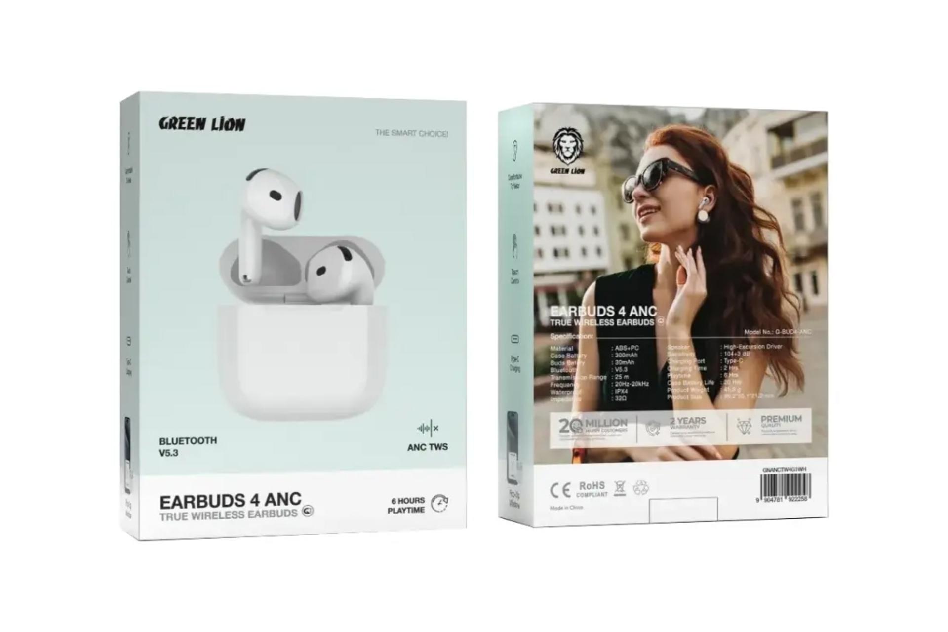 جعبه ایرباد بی سیم گرین لاین Green Lion Earbuds 4 ANC