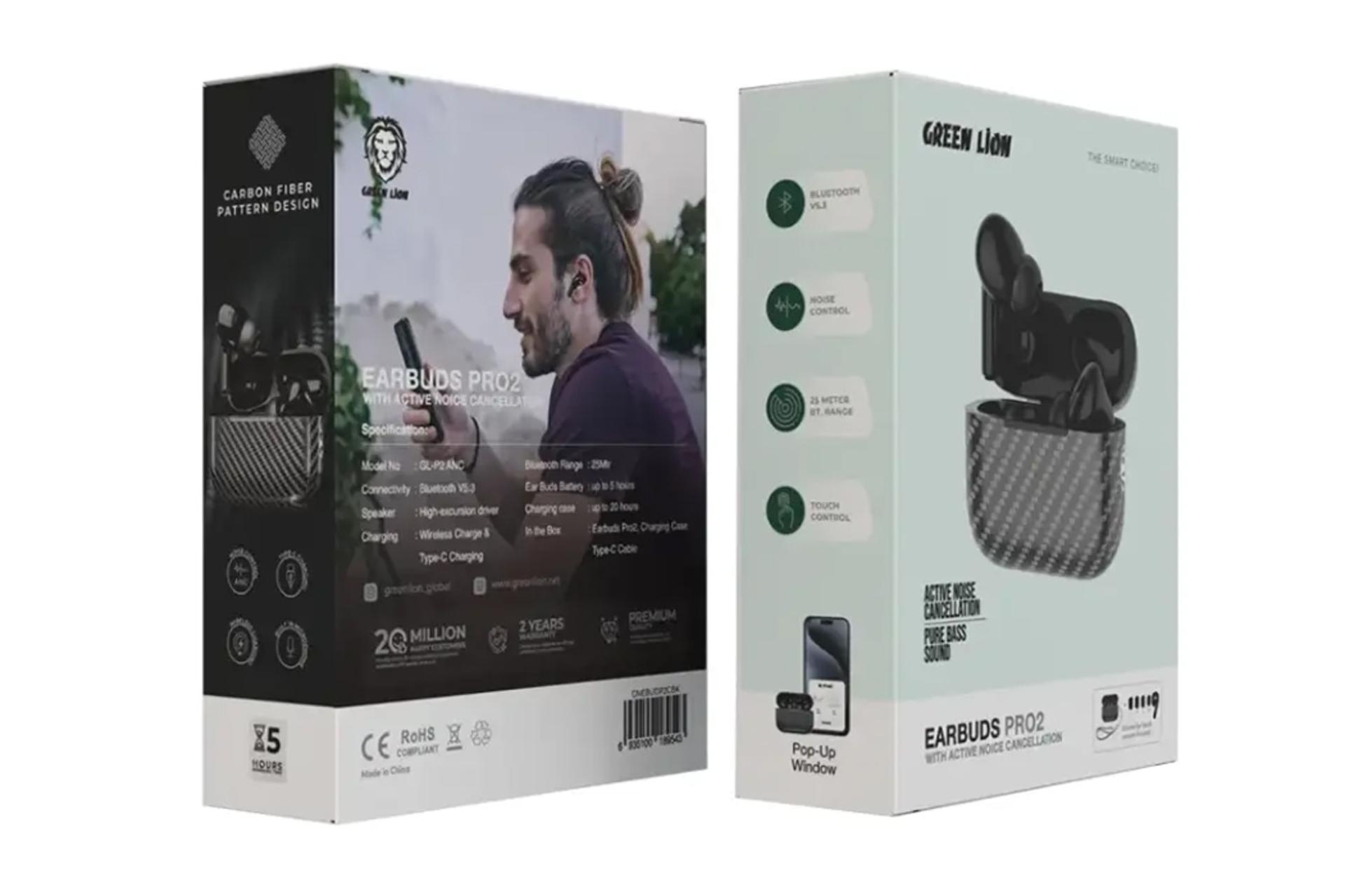 جعبه ایرباد بی سیم گرین لاین Green Lion Earbuds Pro 2 with ANC