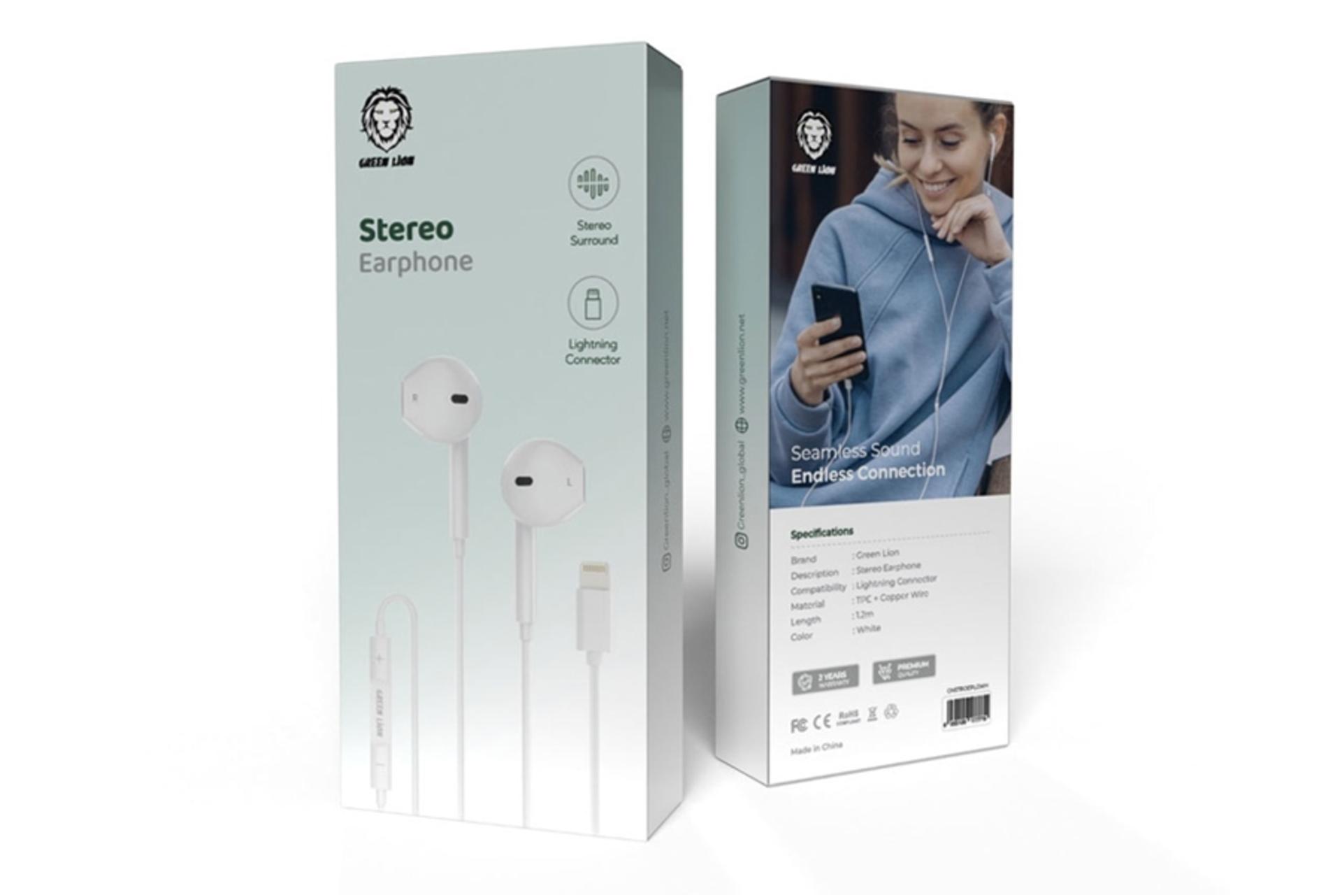 جعبه هدفون گرین لاین Green Lion Stereo Earphones Lightning