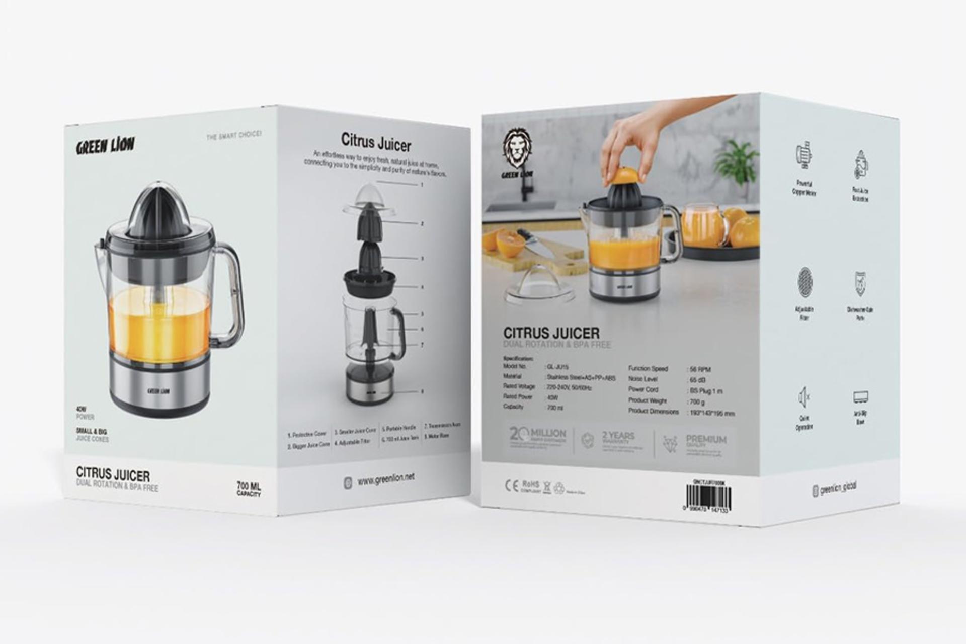 آبمیوه گیری گرین لاین Green Lion 700mL Citrus Juicer نمای بسته بندی