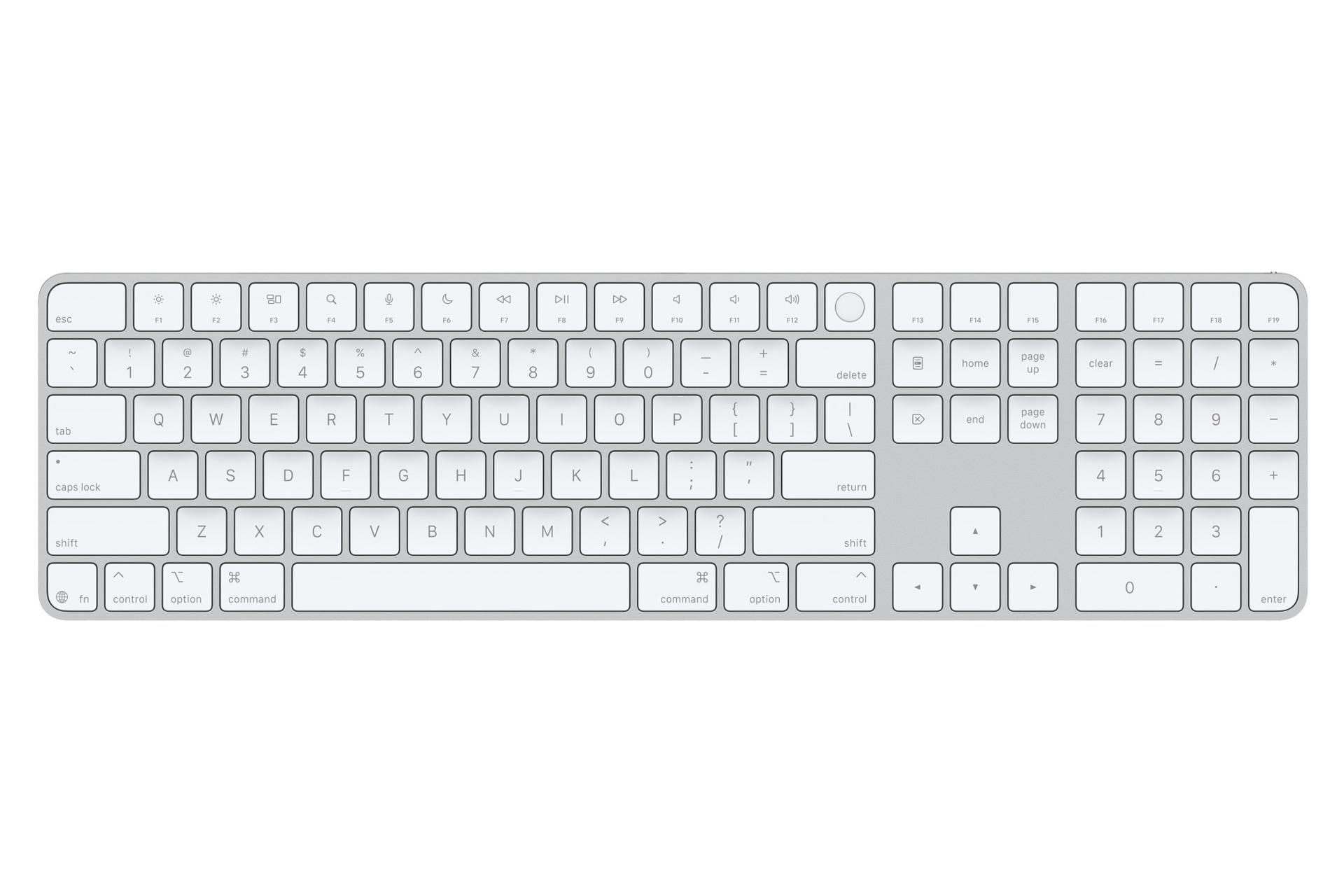 کیبورد اپل مجیک کیبورد 2024 با صفحه کلید عددی سفید / Apple Magic Keyboard 2024 with Touch ID and Numeric USB-C
