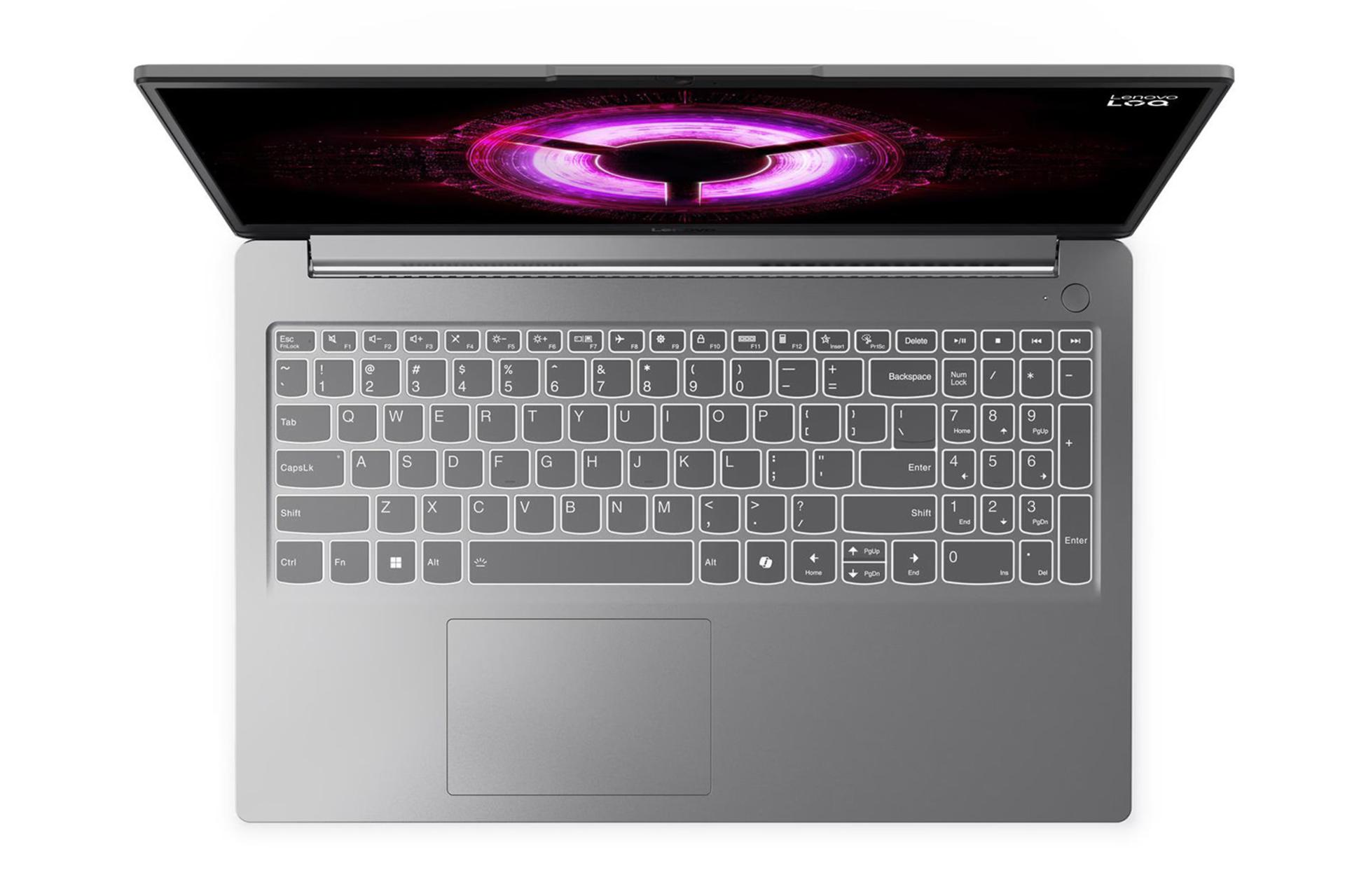 لپ تاپ لنوو Lenovo LOQ 15ARP10E نمای بالا و کیبورد