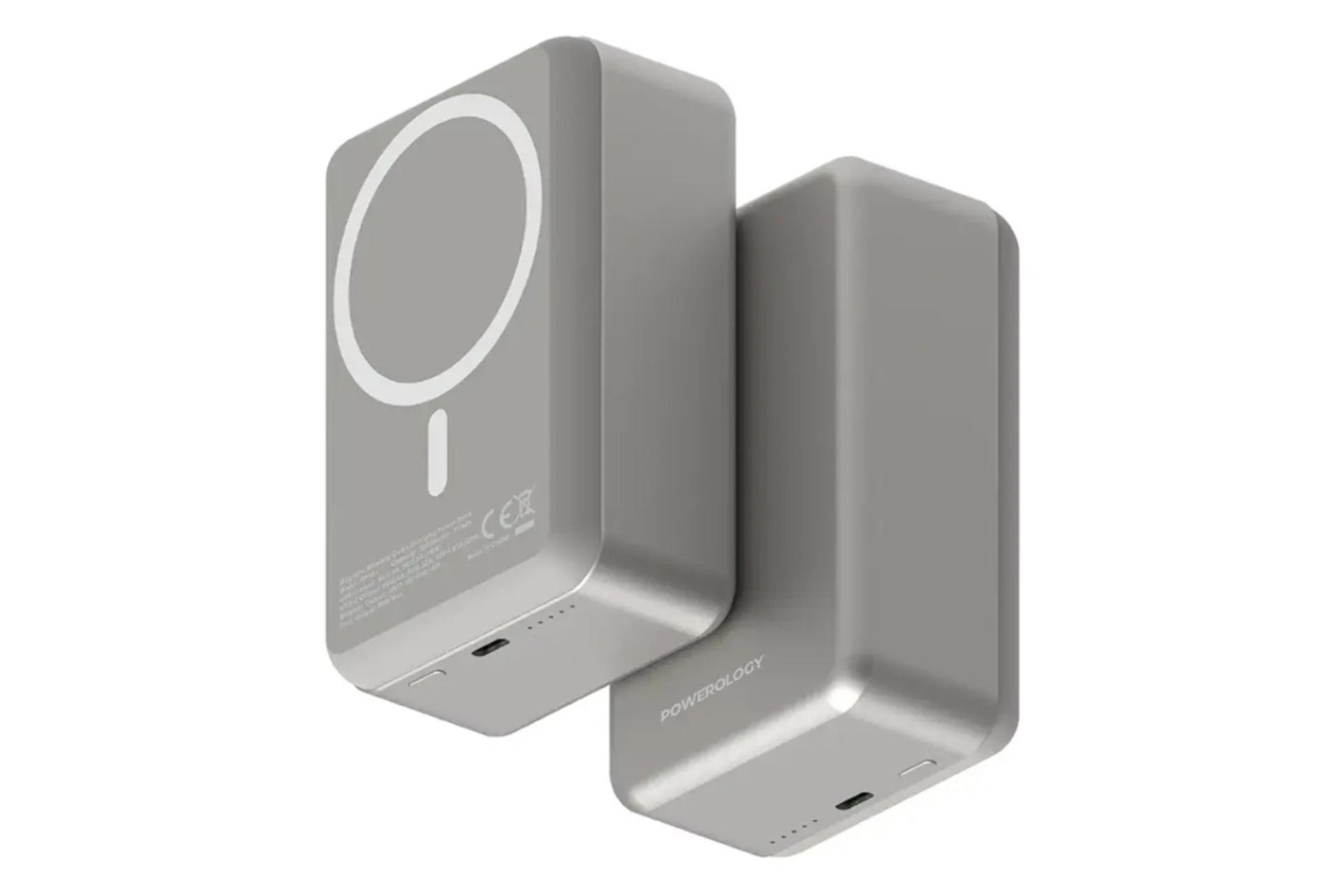 پاور بانک پاورولوجی Powerology MagSafe Aluminum 30000mAh تیتانیوم