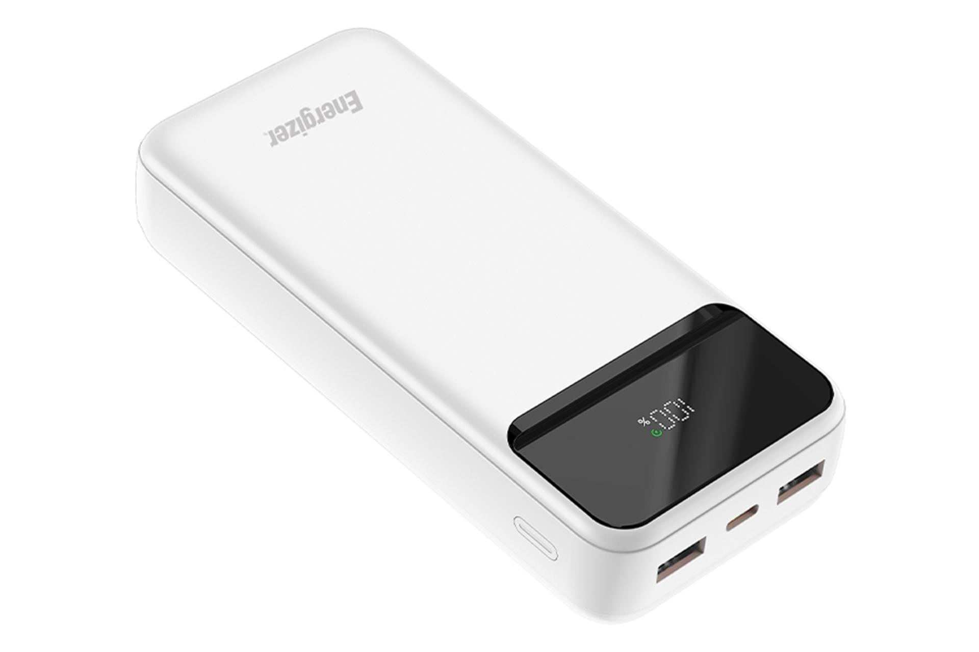 پاور بانک انرجایزر Energizer UE20089PQ 20000mAh سفید از نمای کناری