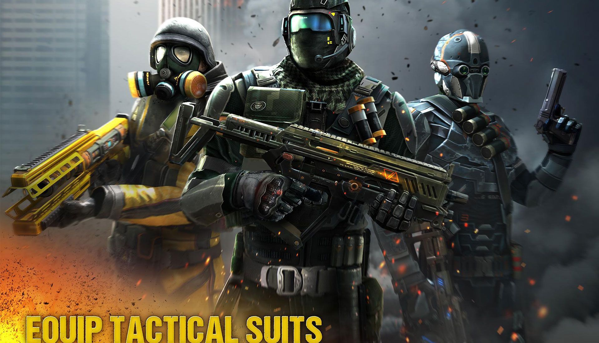 سه سرباز با لباس نظامی و اسلحه