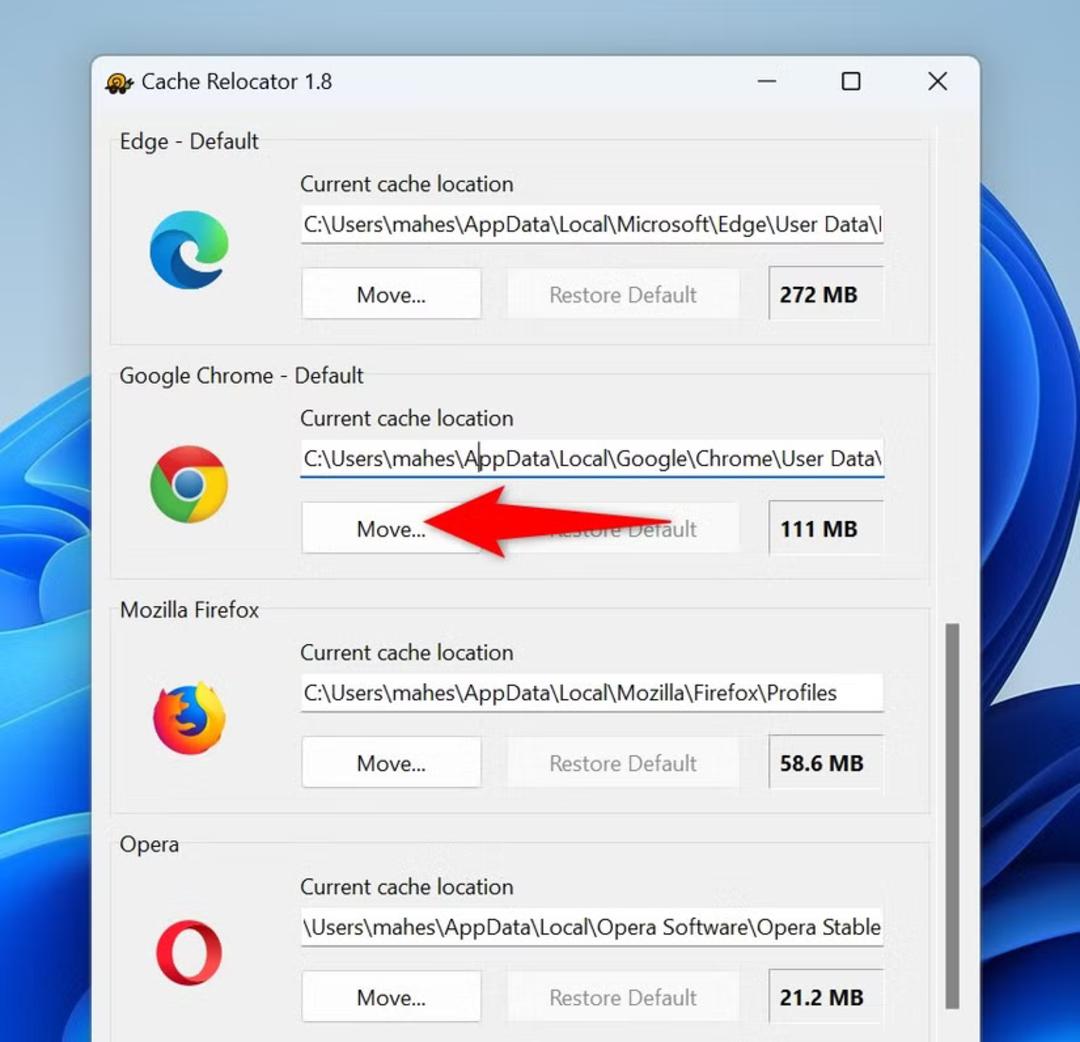 اپلیکیشن SoftPerfect Cache Relocator