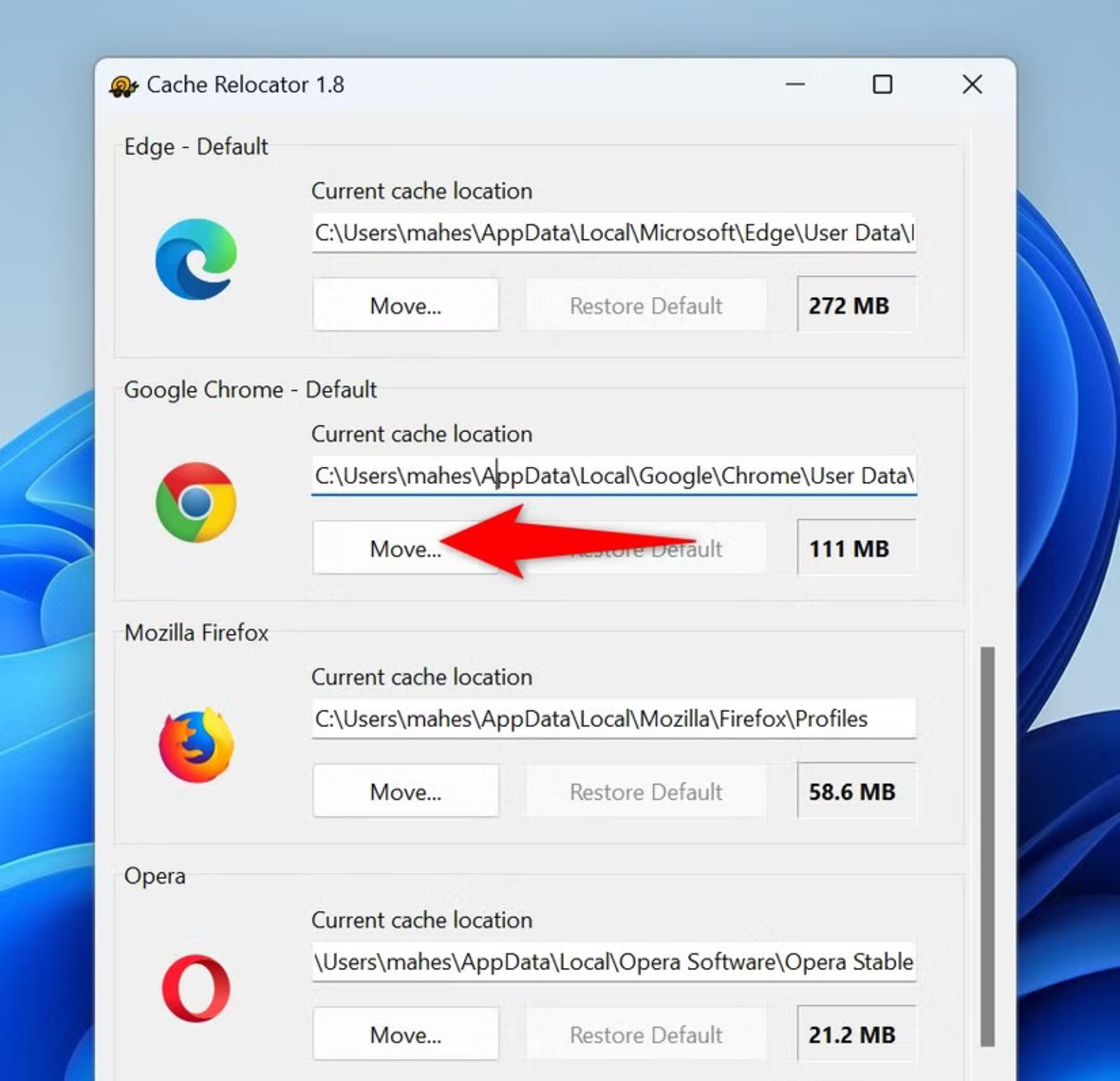 اپلیکیشن SoftPerfect Cache Relocator