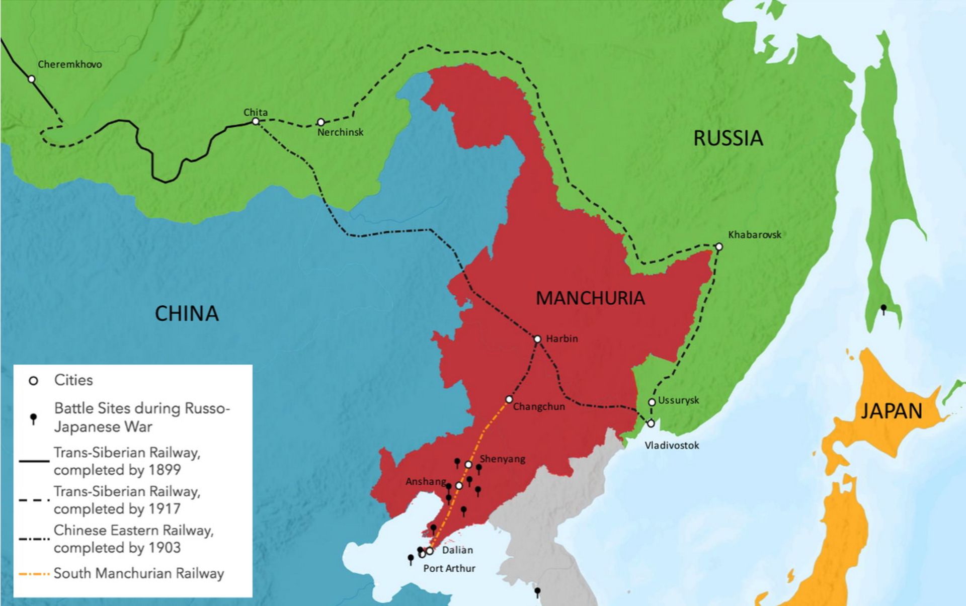 نقشه راه آهن شرقی چین، ترنس منچوری در دوران سزار