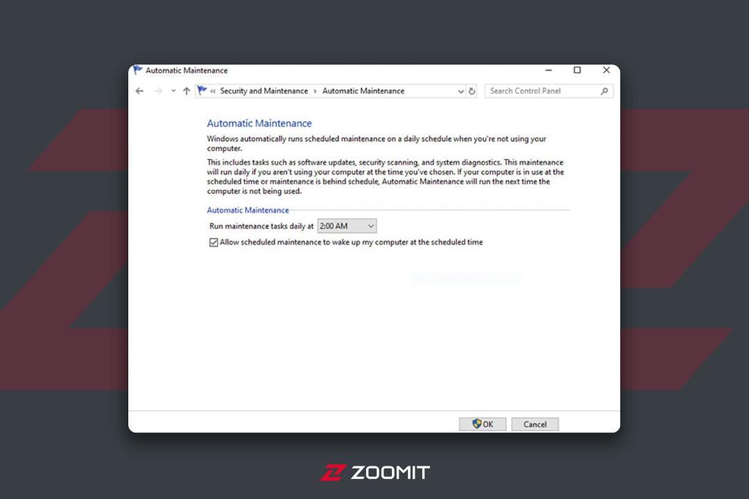 گزینه های مربوط به غیرفعال کردن Automated Maintenance 