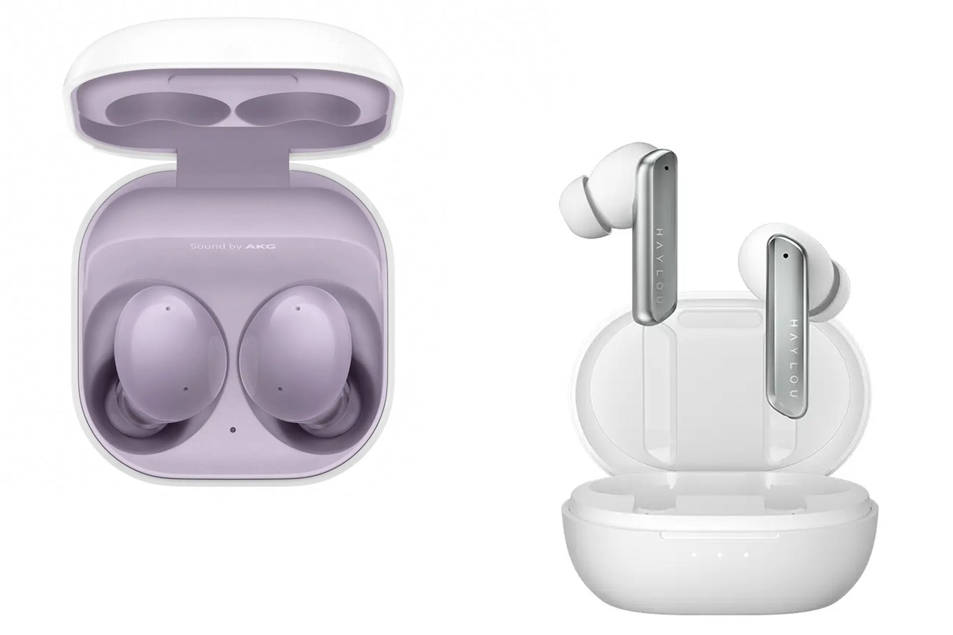 دو هدفون بی سیم سامسونگ و هایلو کنار یکدیگر