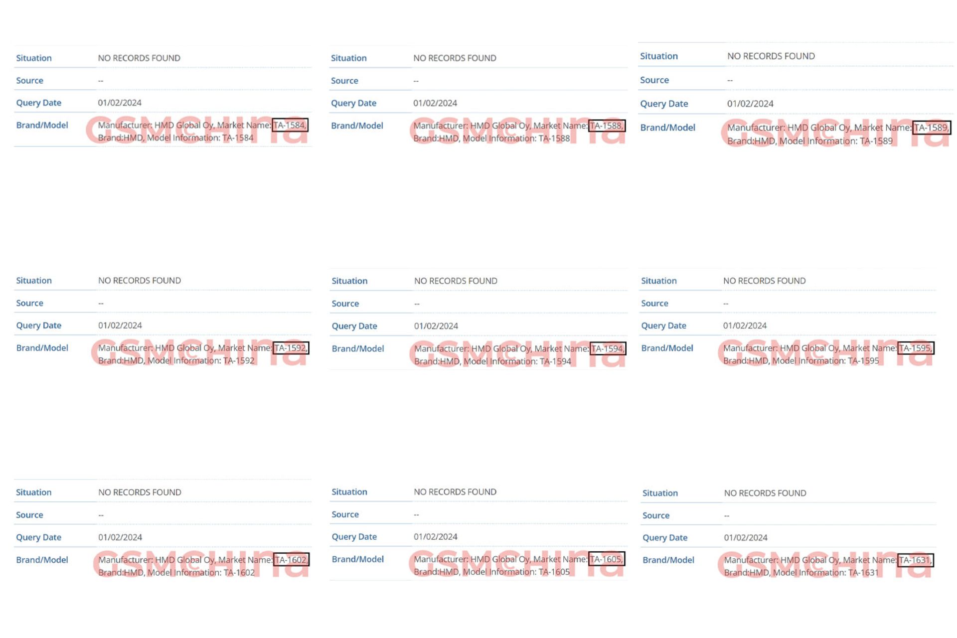 ۹ گوشی برند HMD روی دیتابیس IMEI 