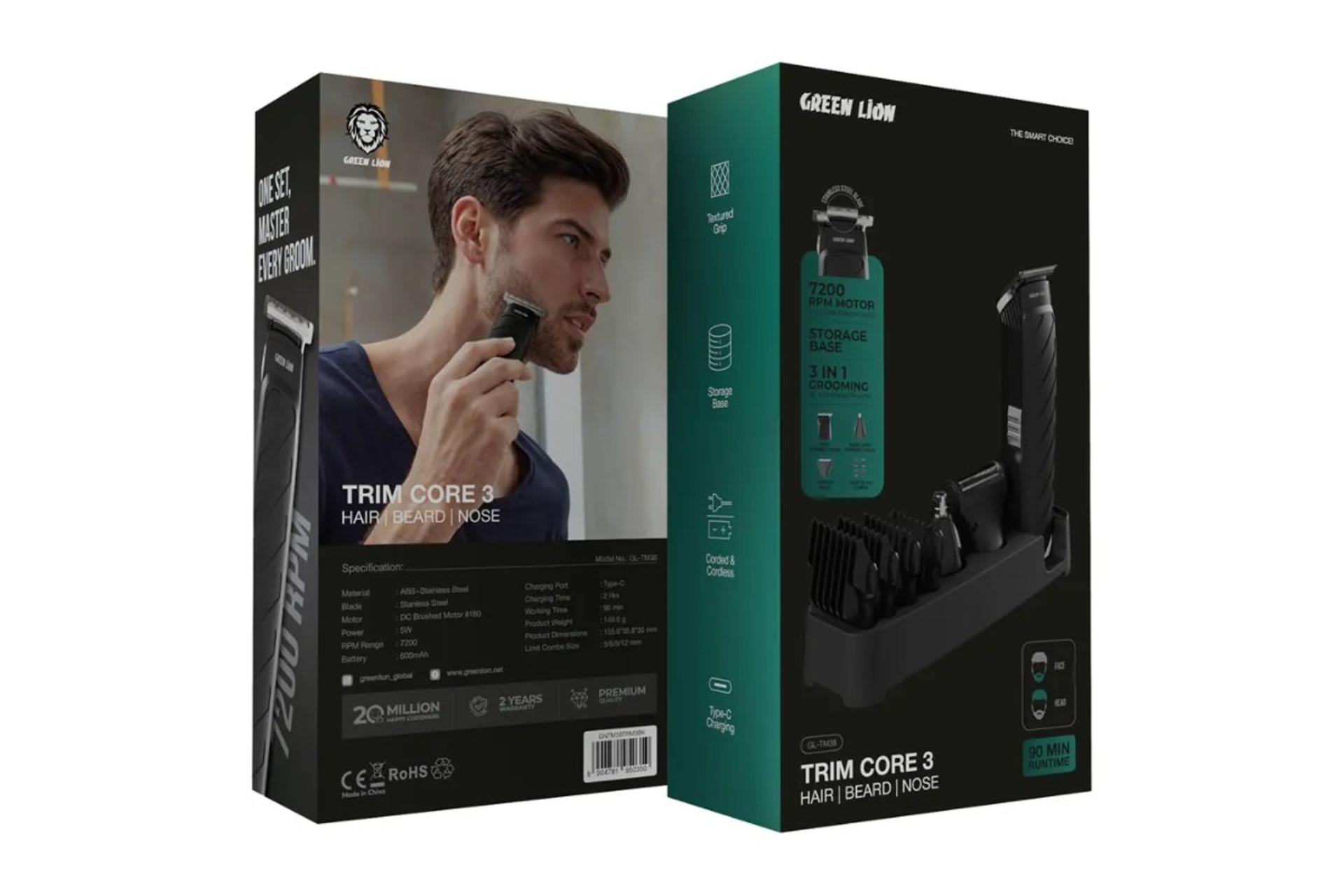 ماشین اصلاح گرین لاین Green Lion Trim Core 3 نمای بسته بندی