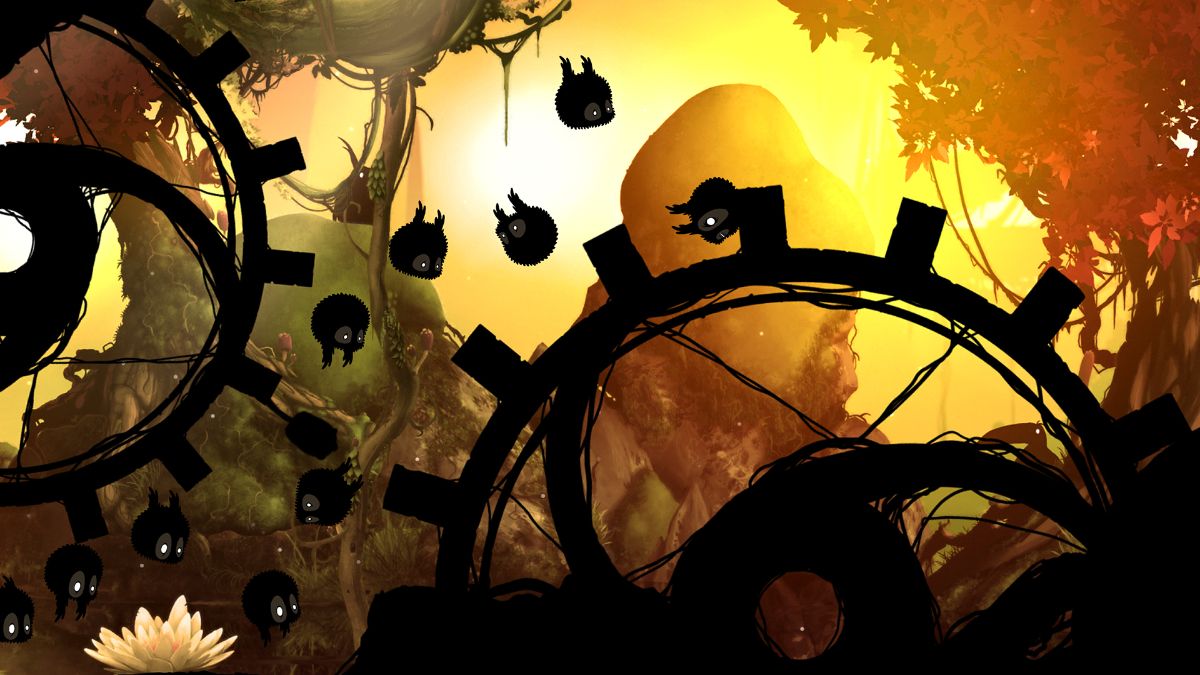 موجوداتی سیاه در فضایی زرد رنگ در محیط بازی Badland 2