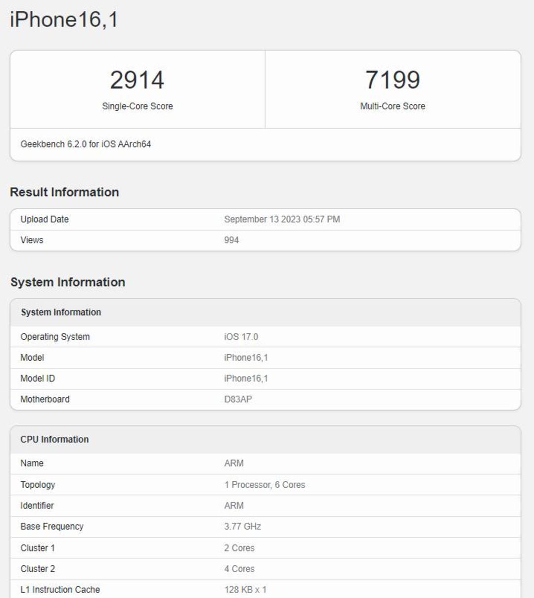 بنچمارک تراشه A17 pro