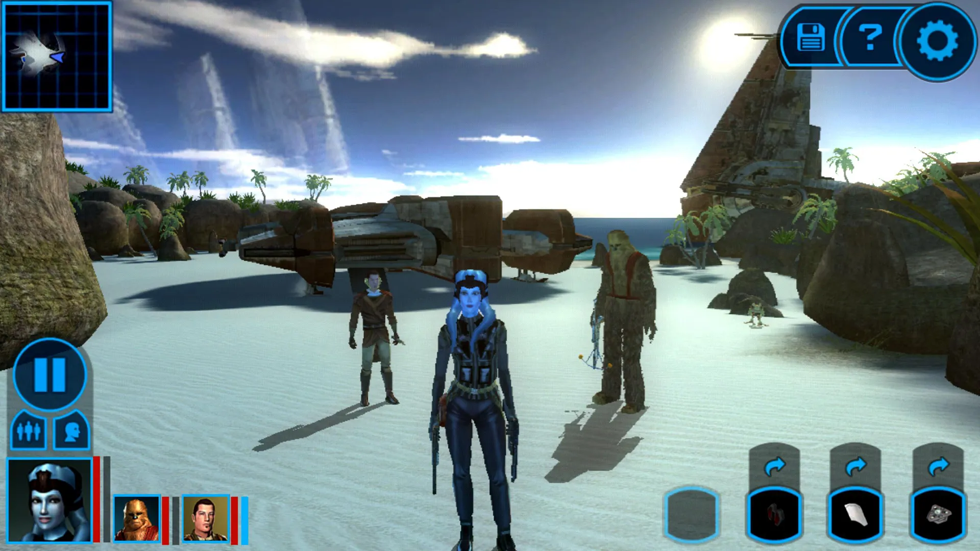 محیط بازی Star wars و سه کاراکتر استاروارز که ایستاده اند