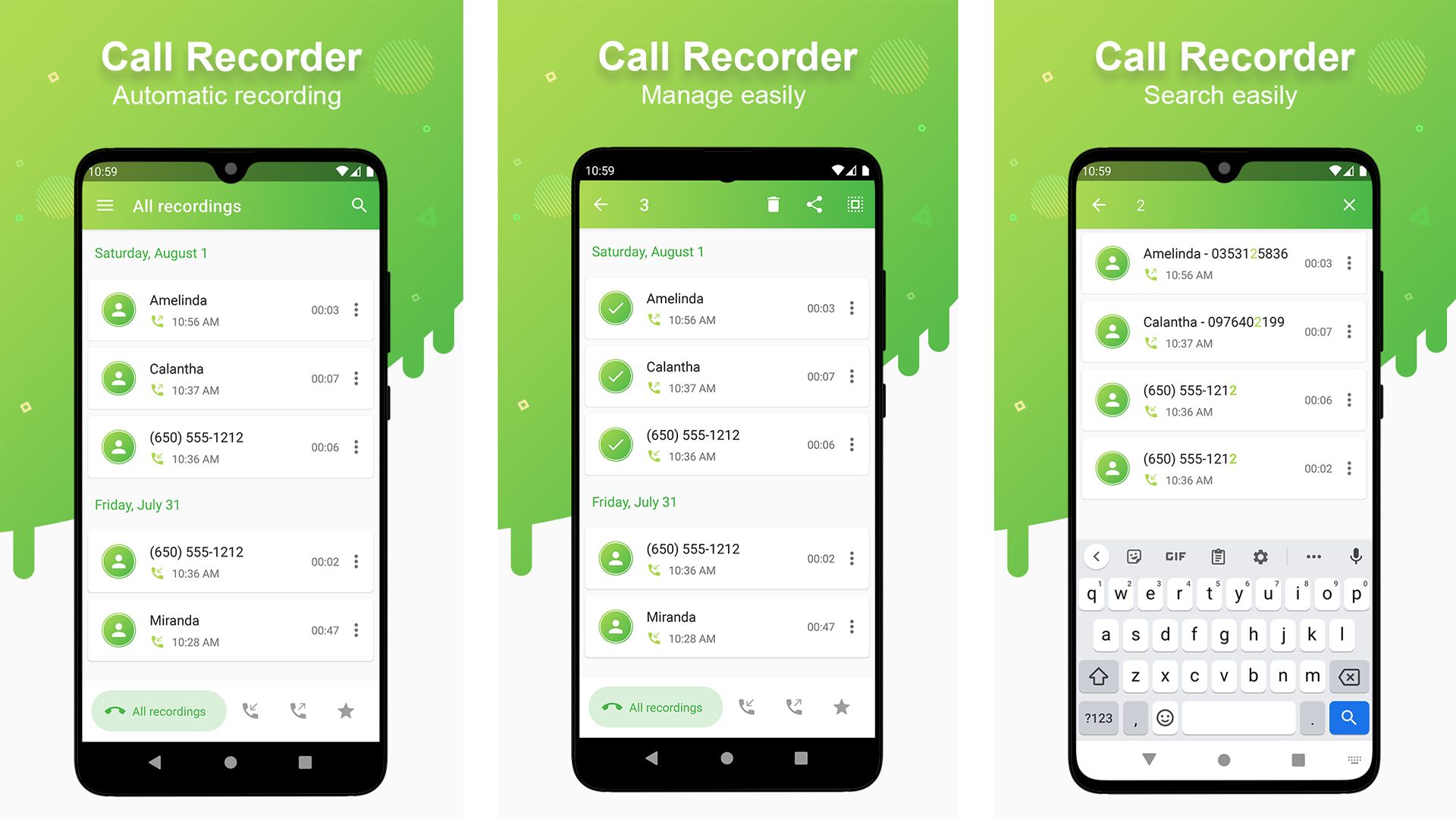 معرفی بخش های مختلف و ویژگی های اپCall Recorder