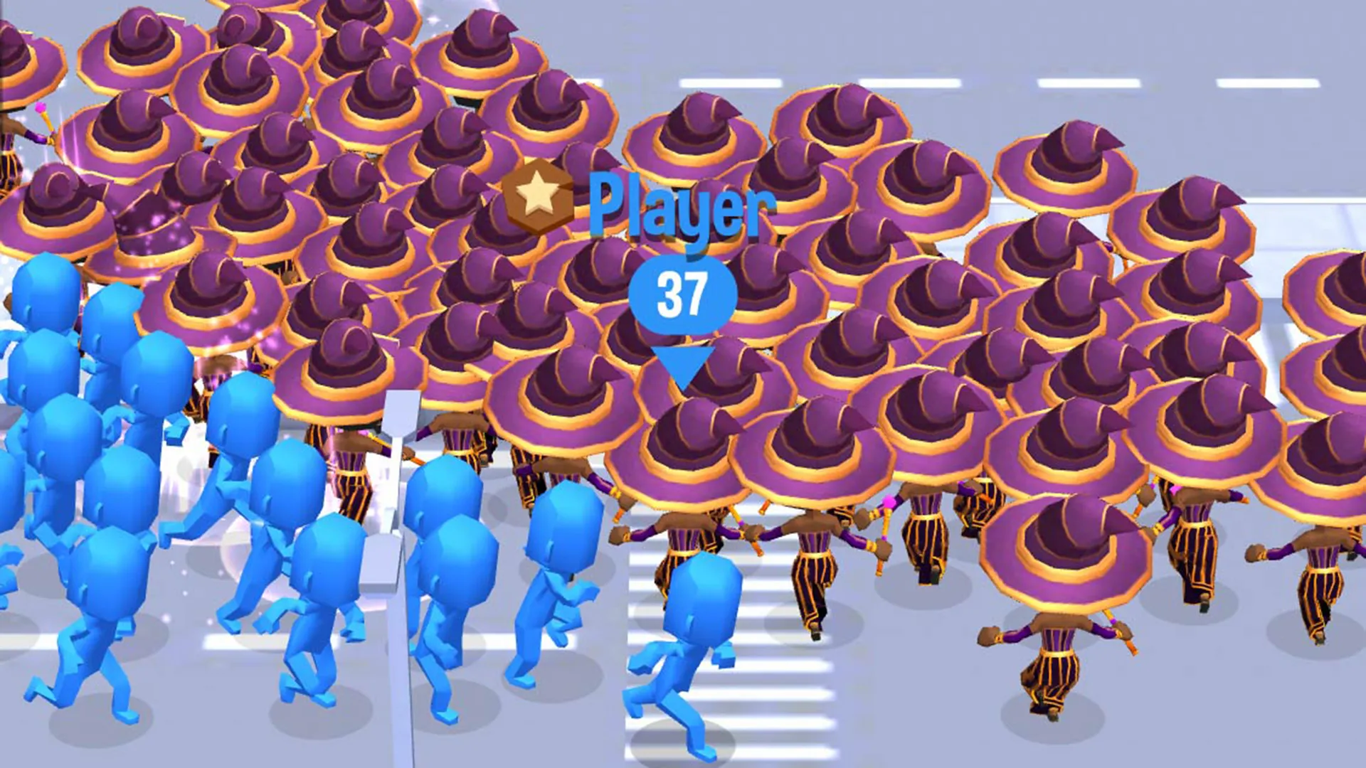 محیط بازی Crown City که کاراکترهای مختلف آبی و قرمز را نشان می دهد