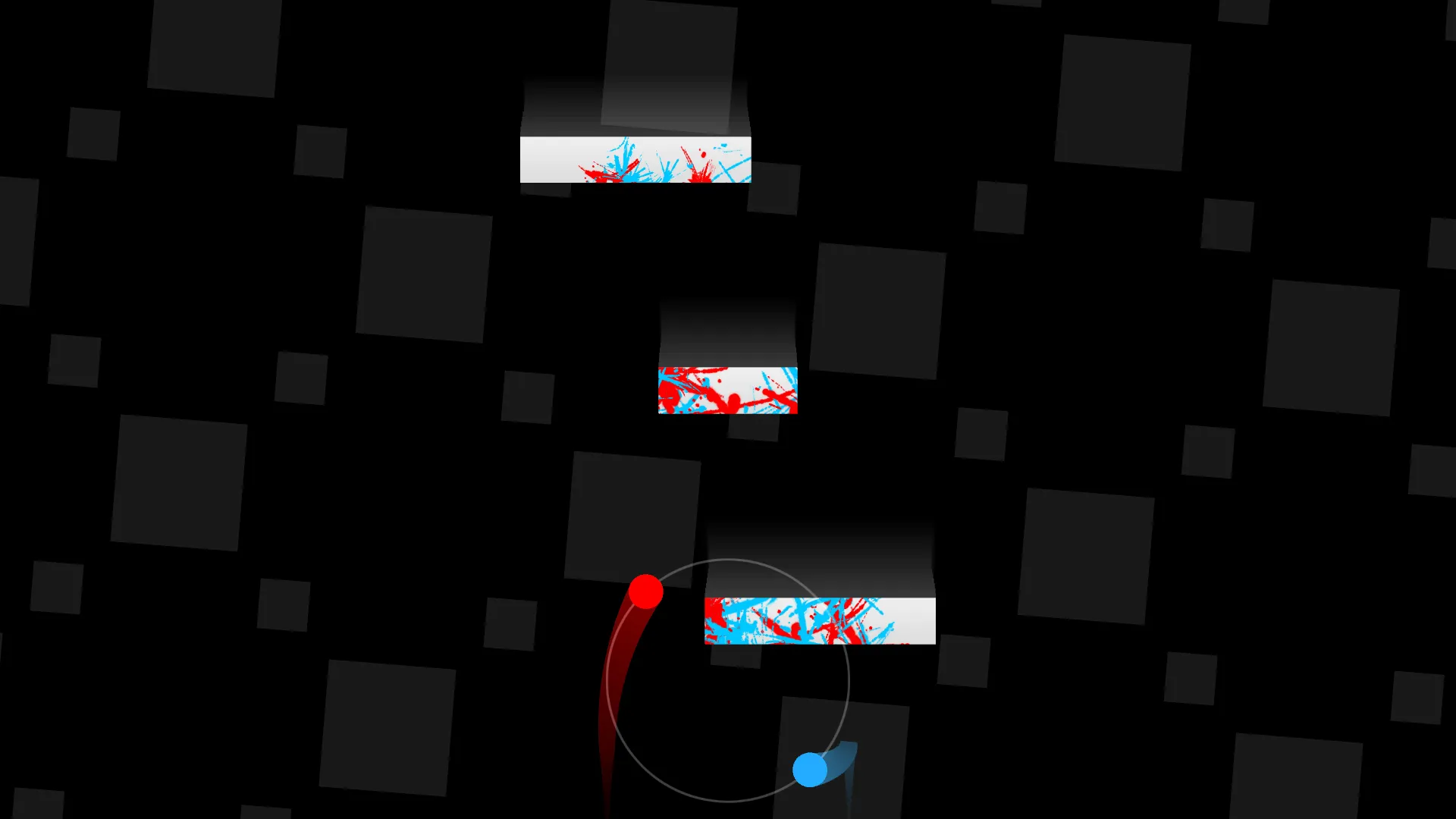 محیط بازی Duet که دو شی قرمز و آبی را نشان میدهد