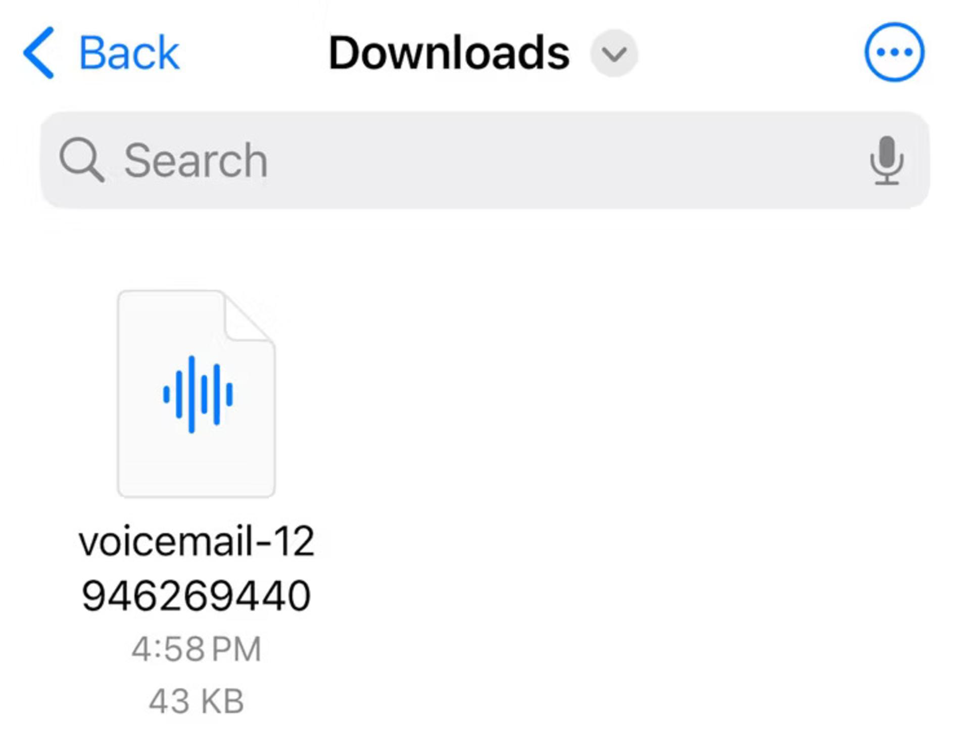 پیام صوتی ذخیره‌شده در برنامه Files