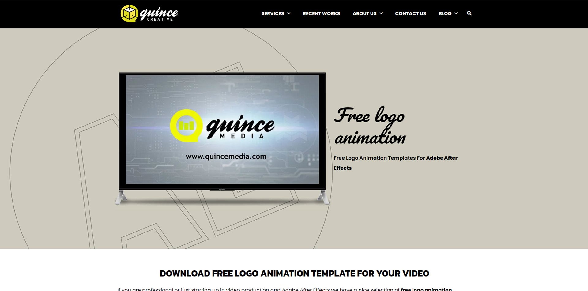 صفحه اول سایت Quince که مانیتور دستگاهی را نشان می دهد که لوگوی سایت در آن دیده می شود