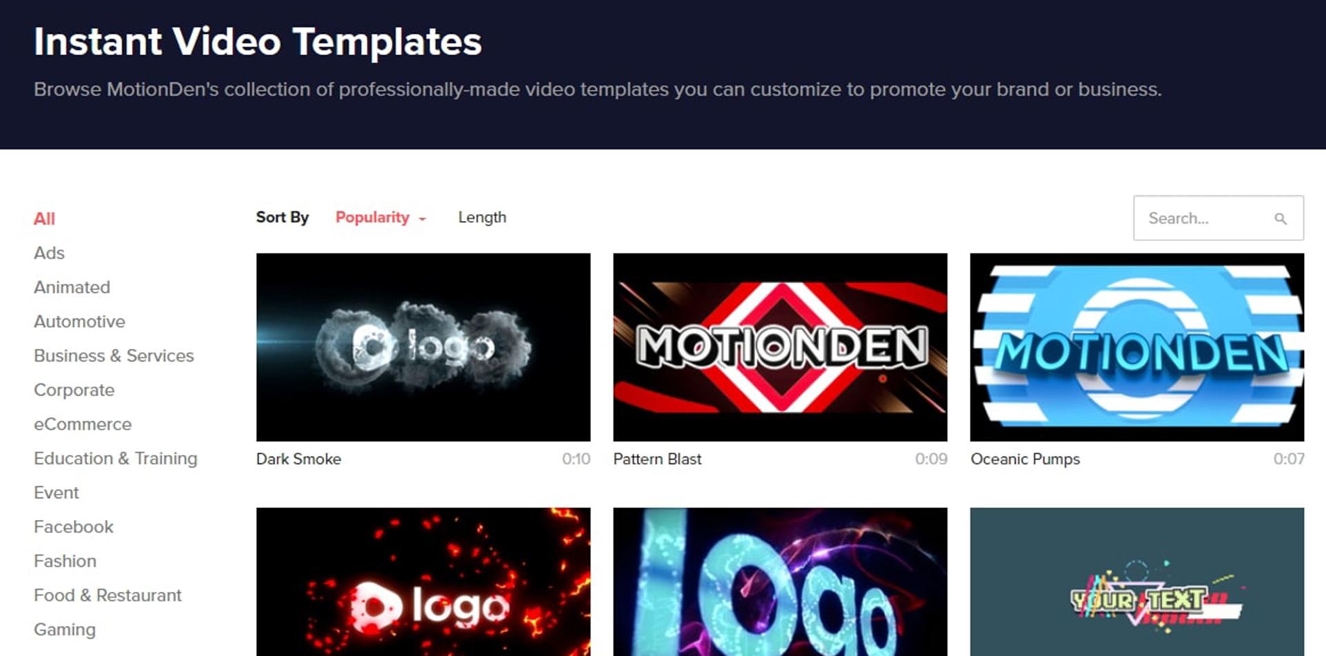 اسکرین شات صفحه اول سایت motionden