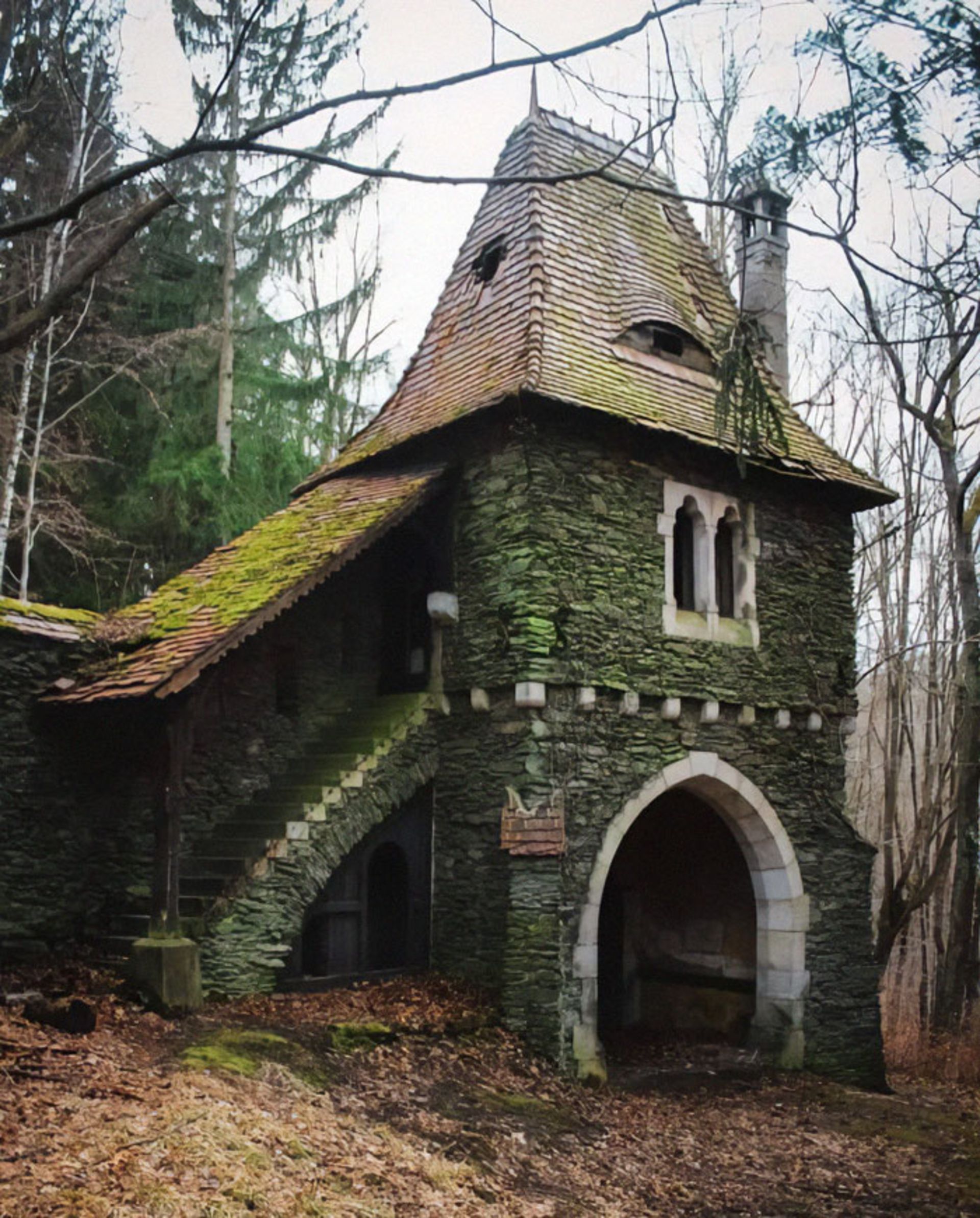 ساختمانی شبیه به خانه‌ جادوگر در اعماق جنگلی در ایرلند