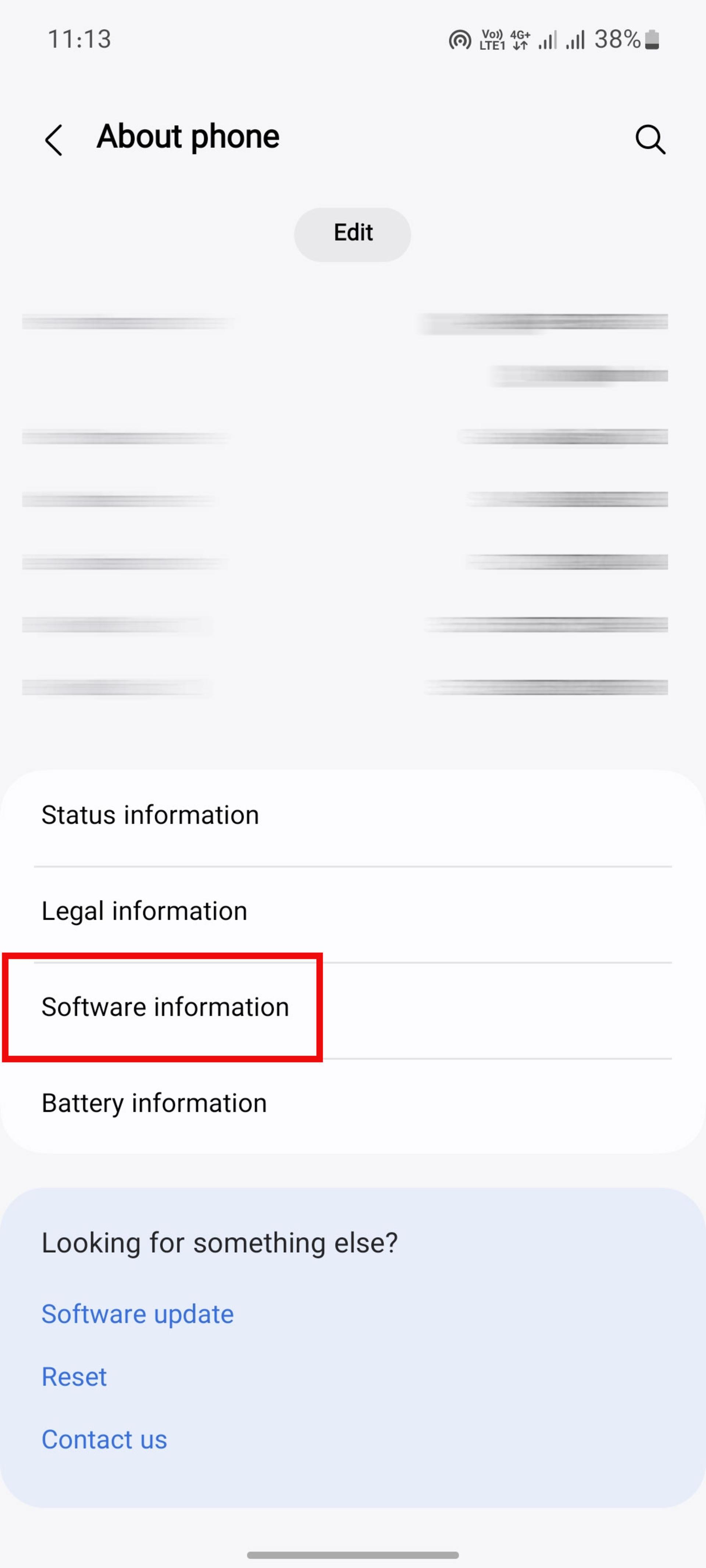 منوی About phone
