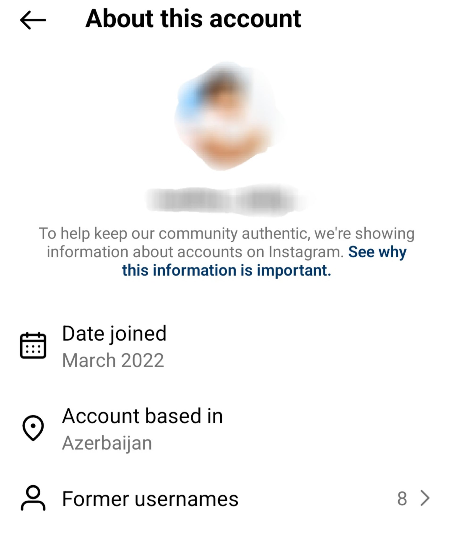 منوی About This Account اینستاگرام