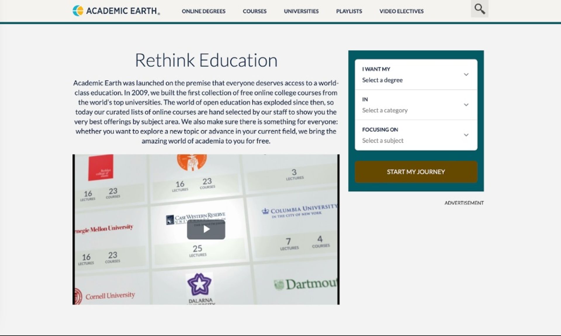وب سایت Academic Earth