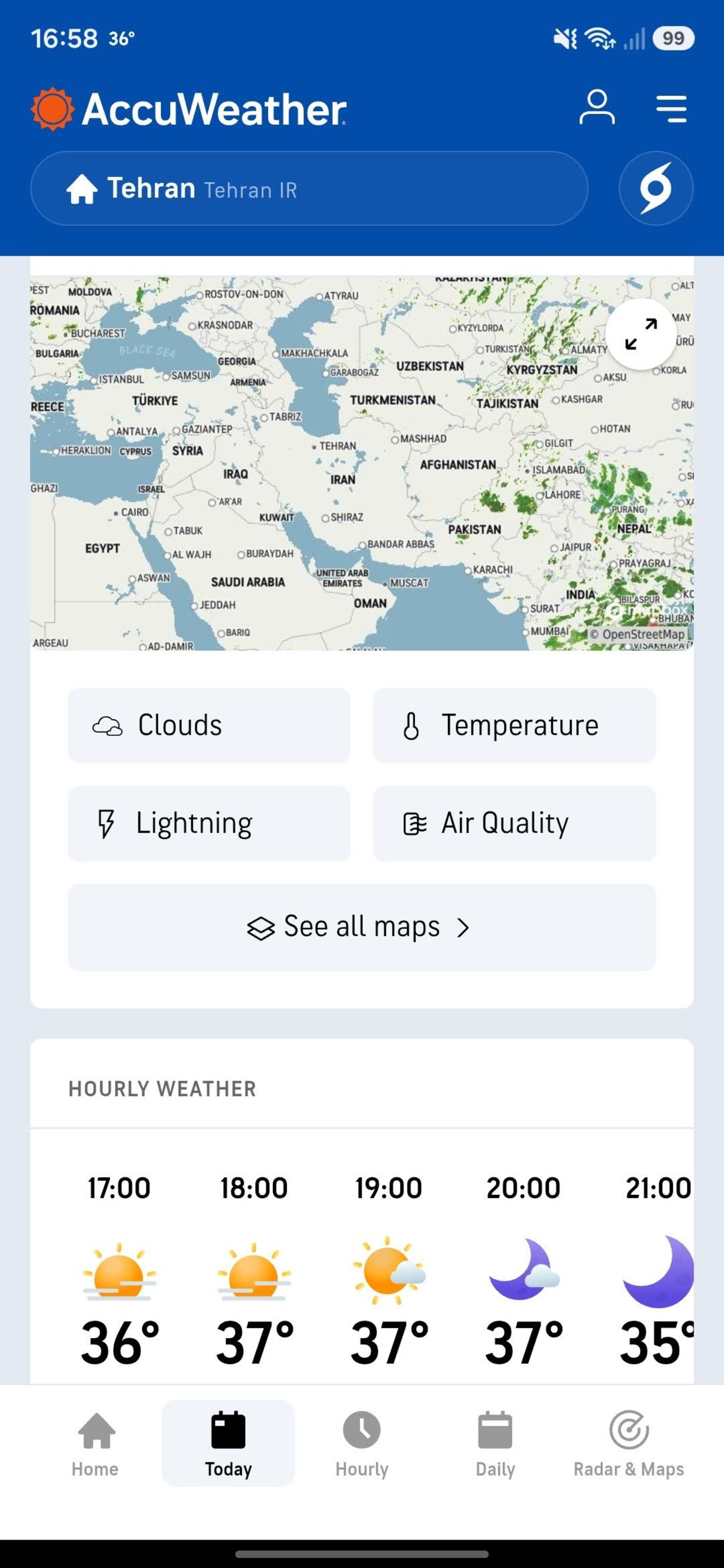 برنامه هواشناسی AccuWeather