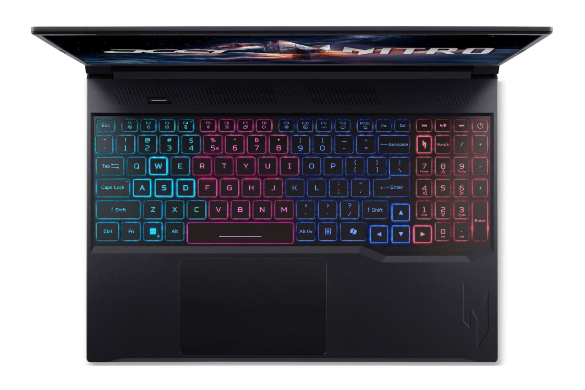 لپ تاپ ایسر Acer Nitro V 16S ANV16S-71 نمای بالا و کیبورد