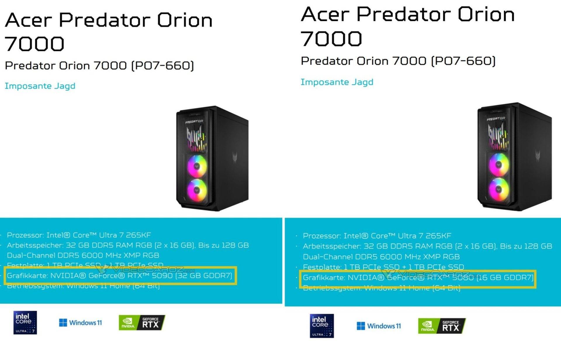 مشخصات کامپیوتر گیمینگ ایسر Predator Orion 7000 