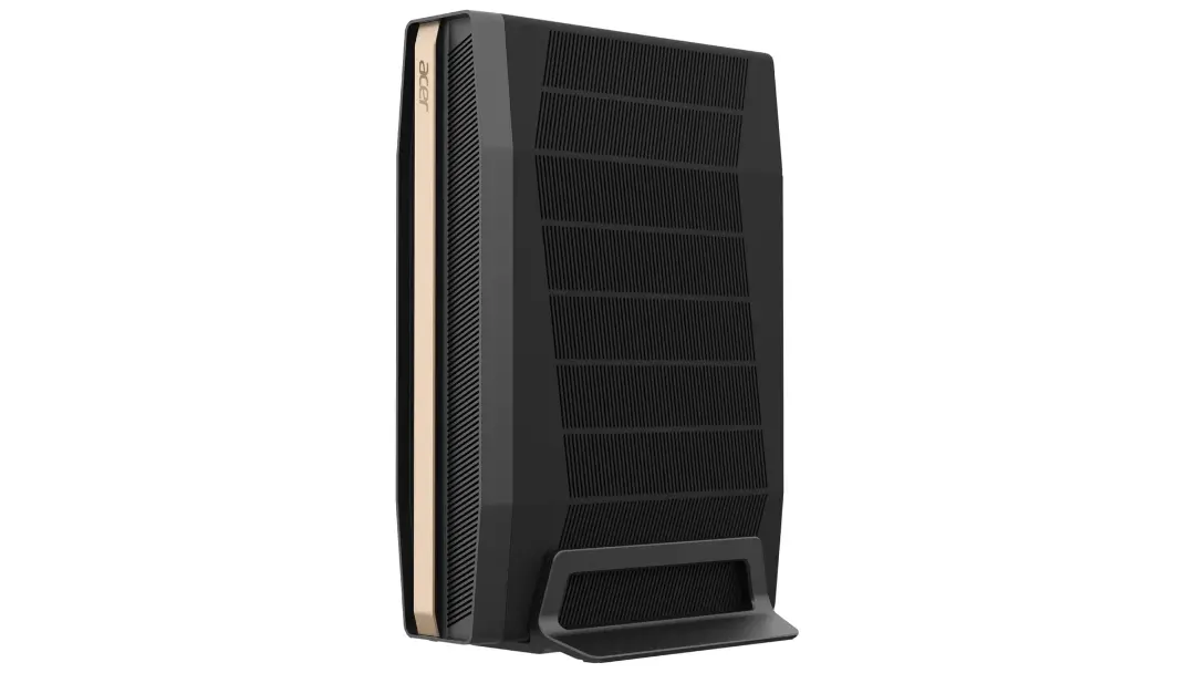 کامپیوتر کوچک ایسر مدل RTX Spark با بدنه مشکی و طلایی