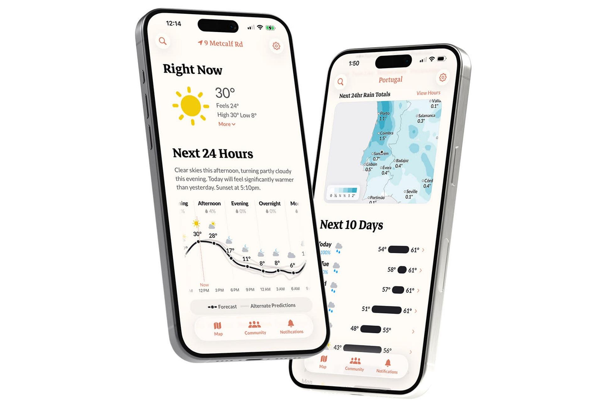 اپلیکیشن هواشناسی Acme Weather روی گوشی آیفون