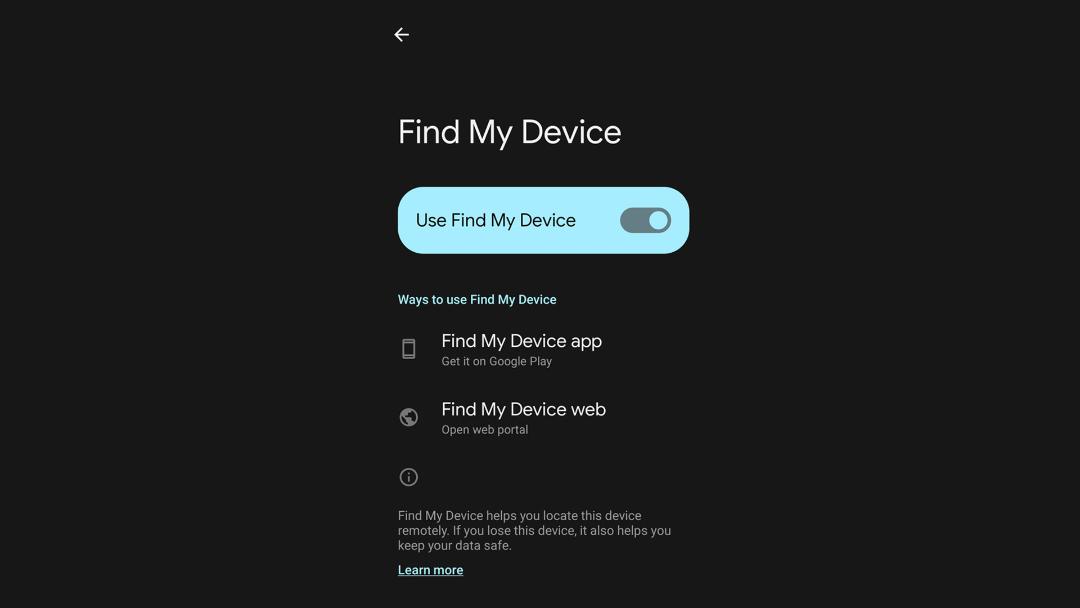 مرحله فعال کردن Find My Device در تنظیمات گوشی اندرویدی
