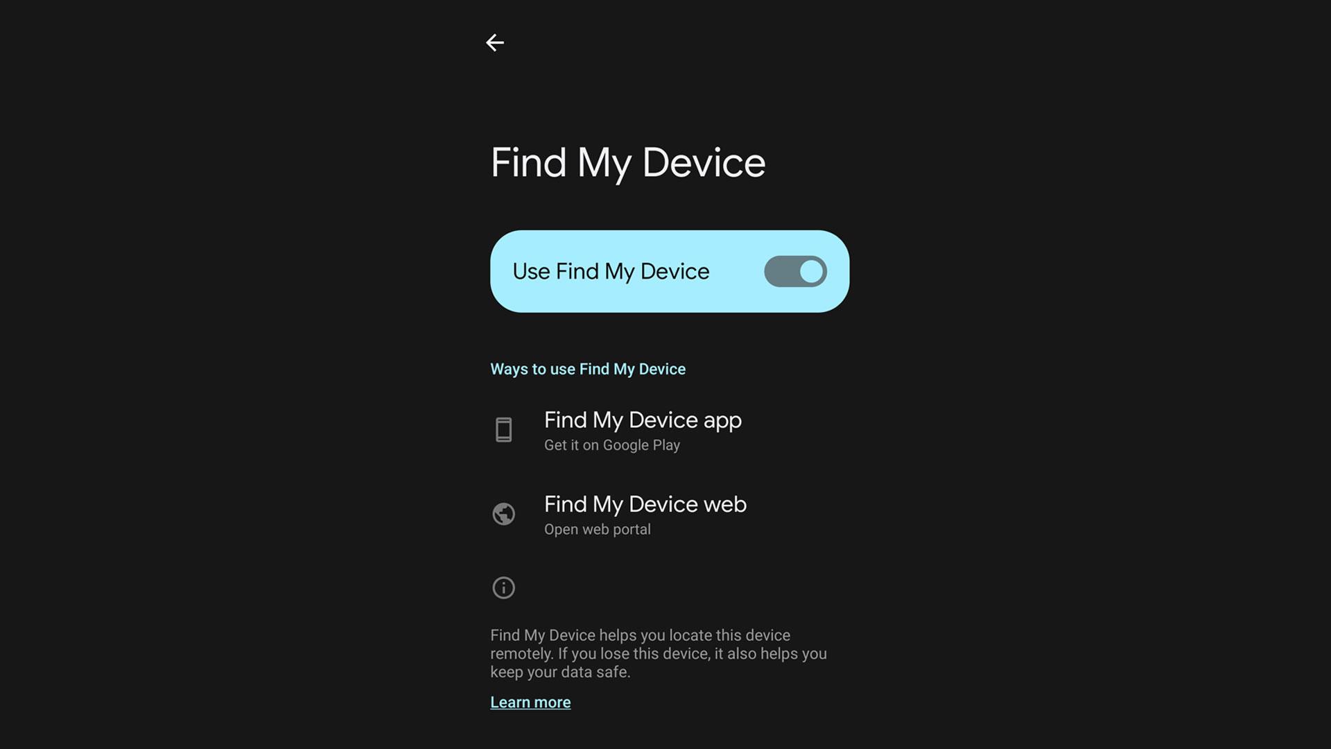 مرحله فعال کردن Find My Device در تنظیمات گوشی اندرویدی
