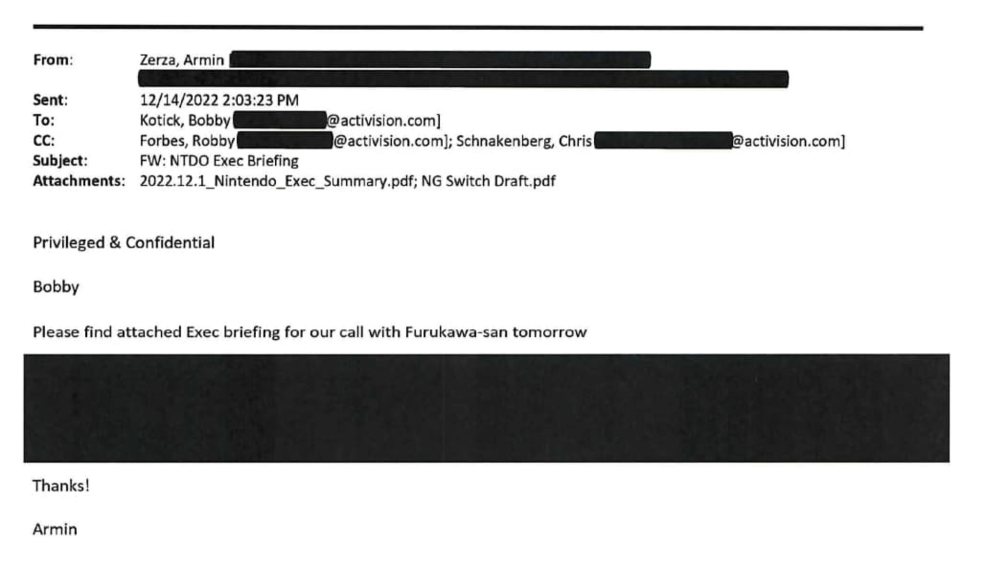 ایمیل فاش شده از اکتیویژن و اشاره به نینتندو سوییچ ۲