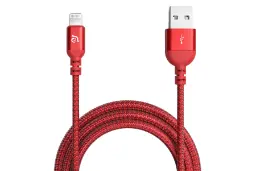 کابل شارژ USB آدام المنتس Type-A به Lightning مدل PeAk III 120B با طول 1.2 متر رنگ قرمز