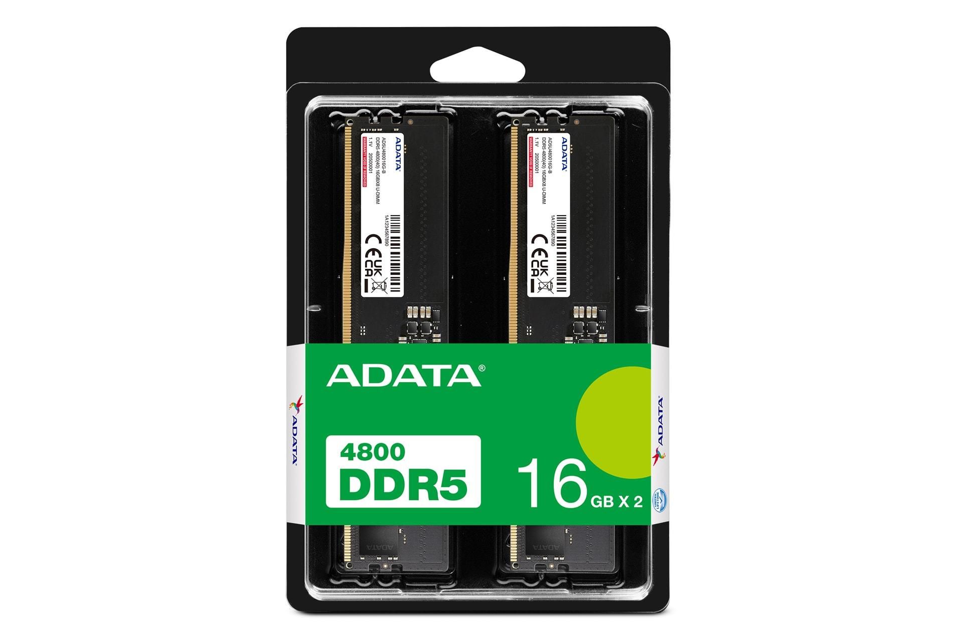 جعبه رم ای دیتا ADATA U-DIMM 32GB (2x16) DDR5-4800 CL40