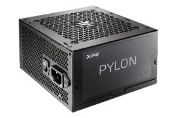 نمای نیمرخ پاور کامپیوتر ای دیتا XPG PYLON با توان 650 وات با نمایش پنل کناری، پشت و زیر