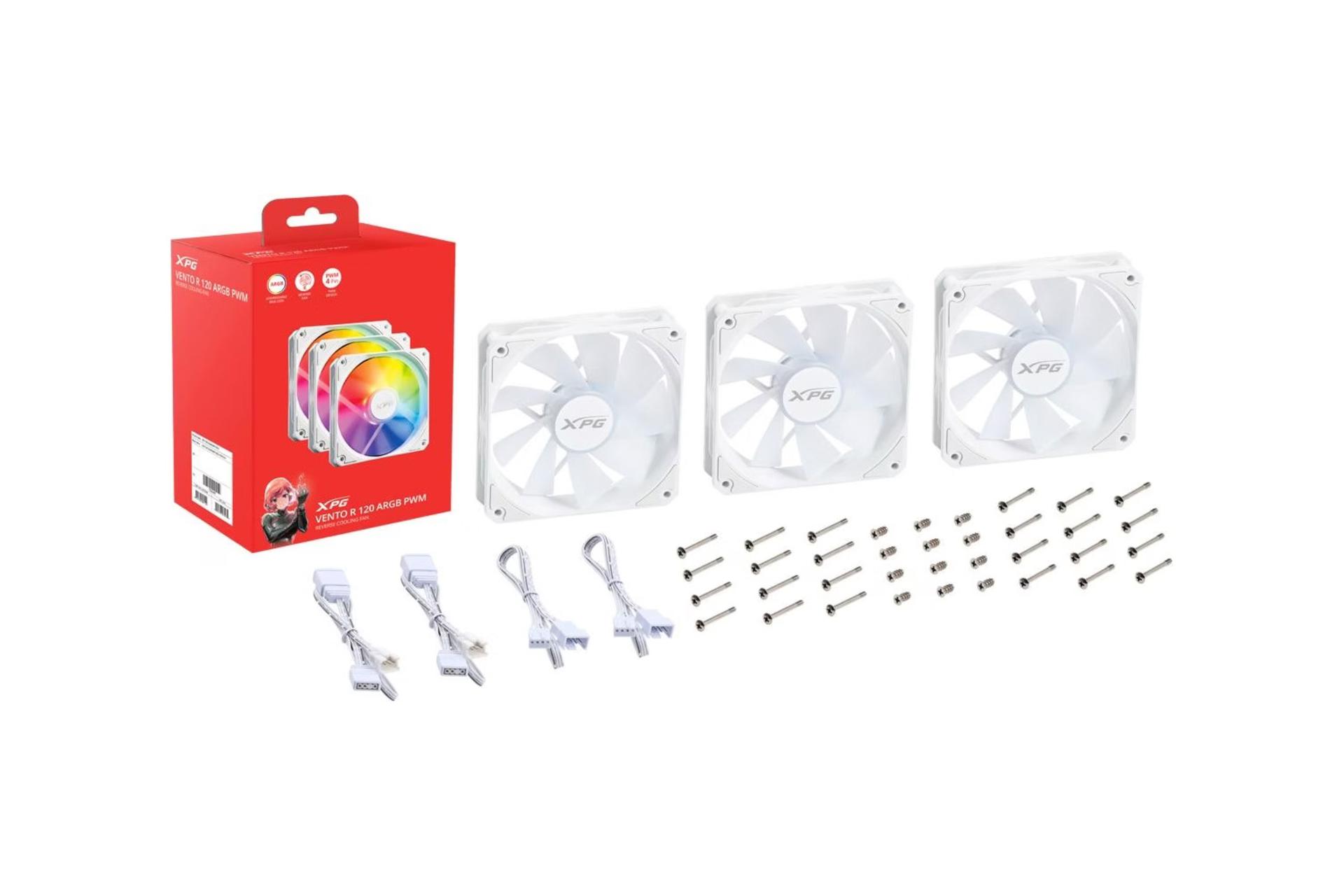 اقلام همراه فن کیس ای دیتا XPG VENTO 120 ARGB PWM بسته 3 عددی
