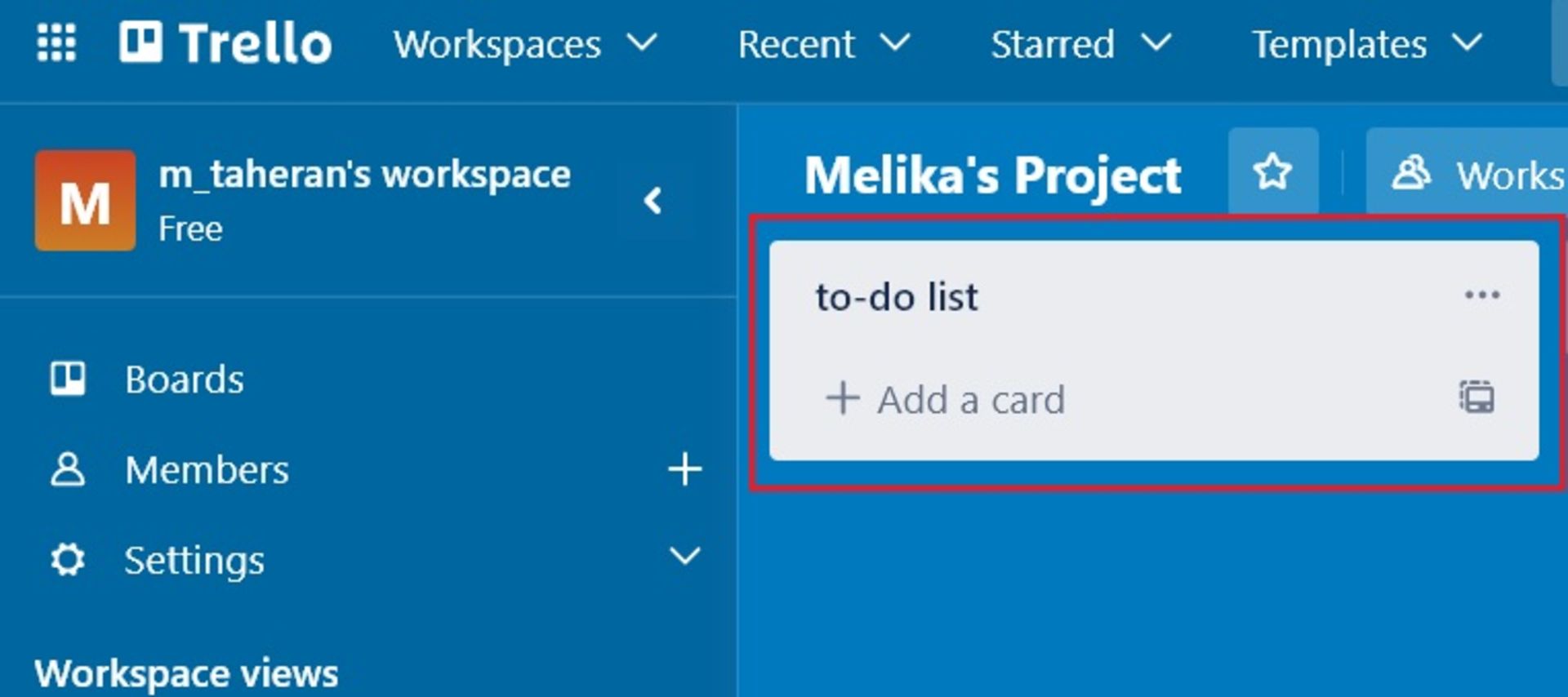 ایجاد کارت‌ها در یک لیست ترلو