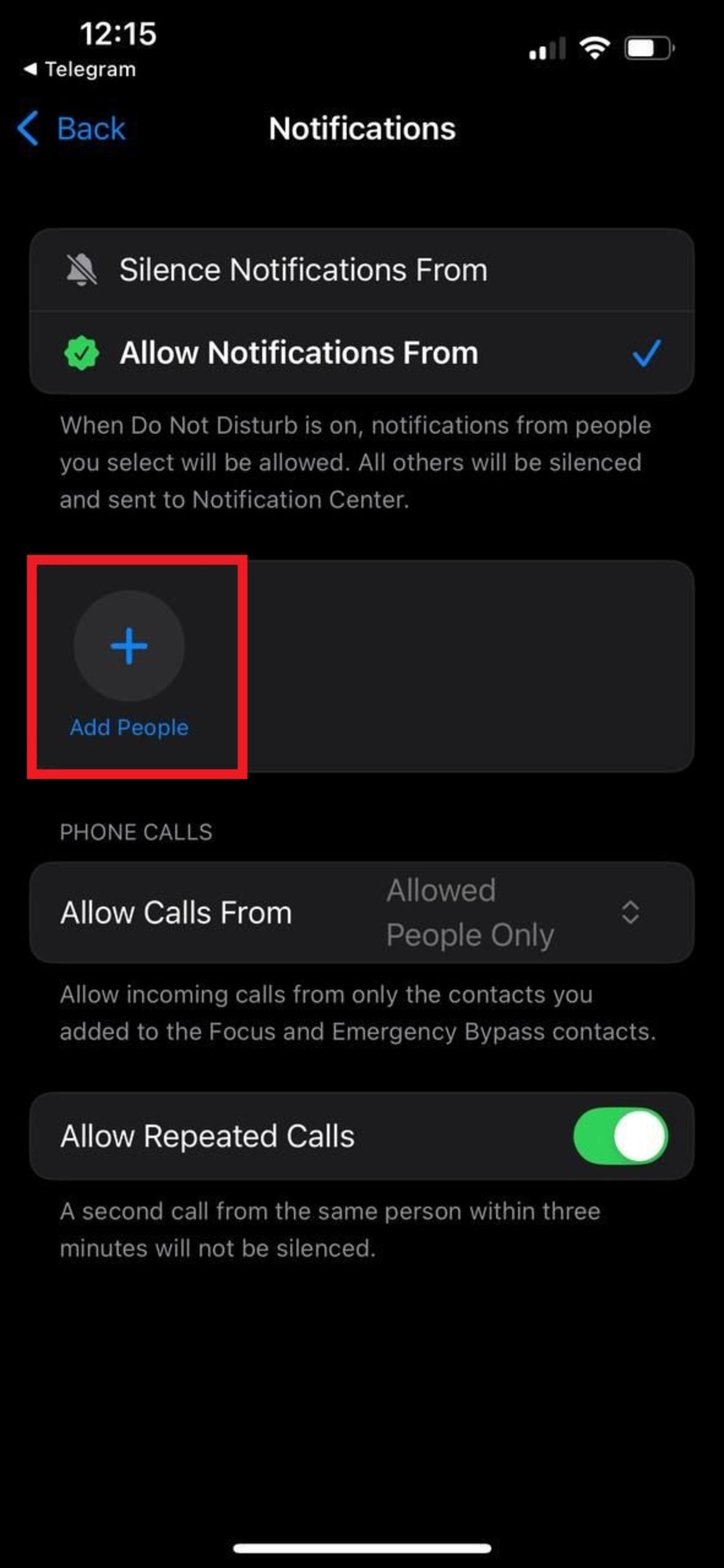 اضافه کردن مخاطبان برای قابلیت do not disturb در آیفون