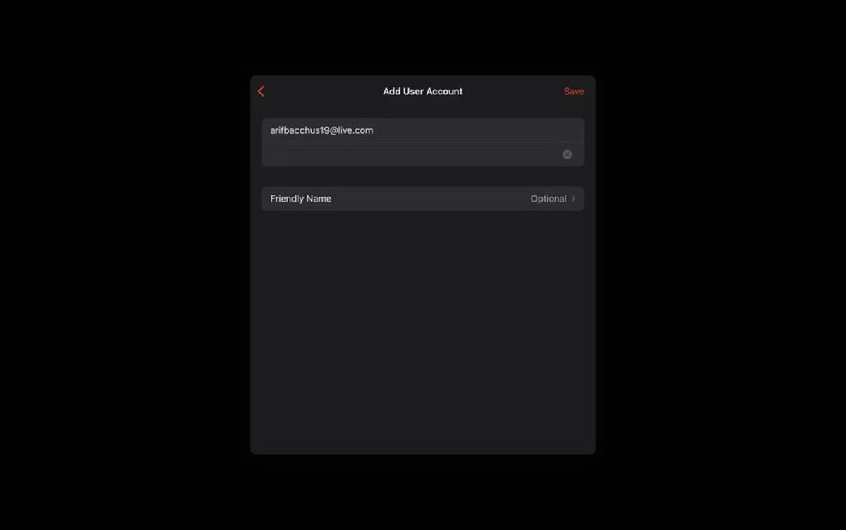 تنظیمات Add user account در برنامه Remote Desktop